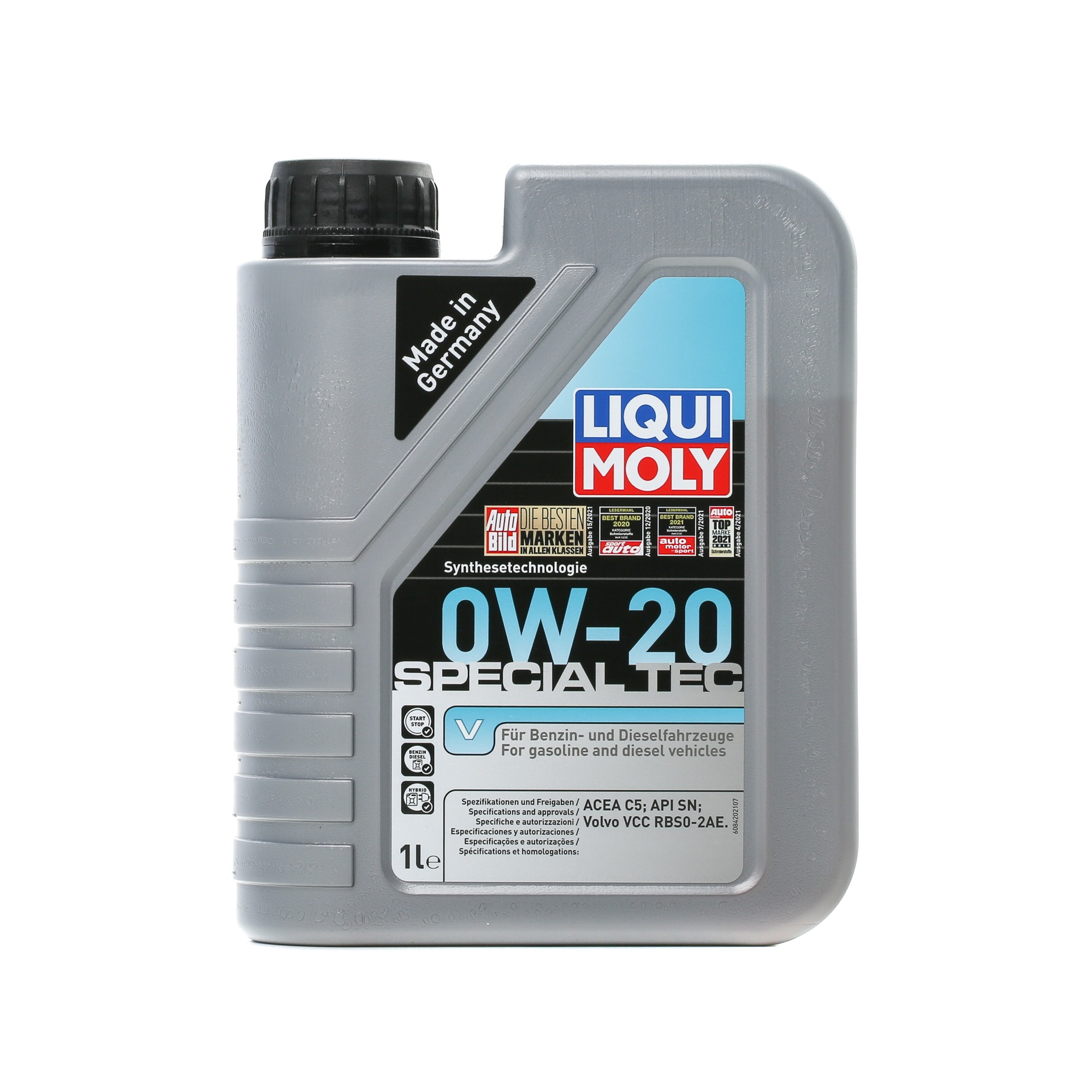 Side view of LIQUI MOLY 8420 Engine oil 0W-20, Capacity: 1l