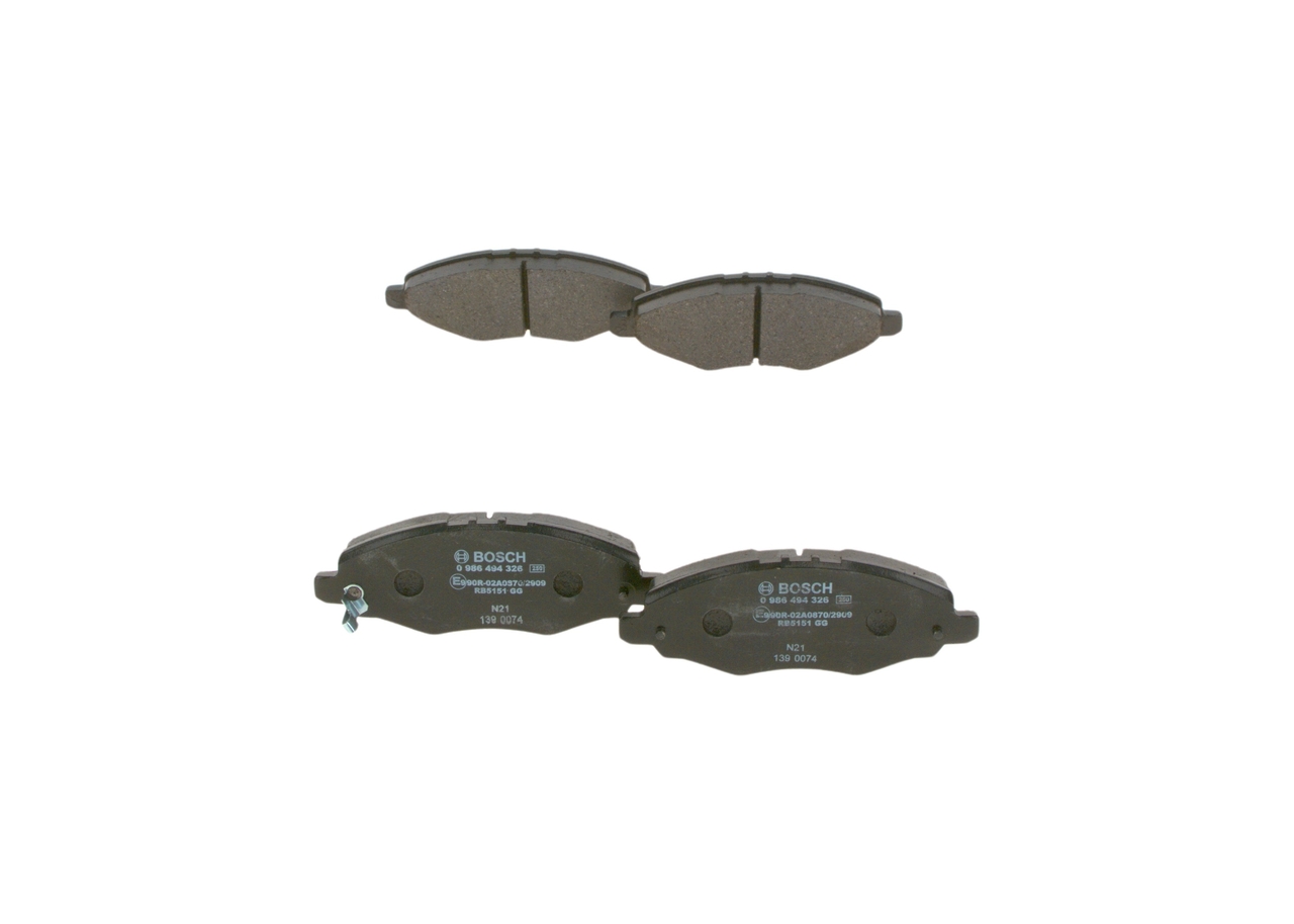 BOSCH 0 986 494 326 Plaquettes de frein Toyota Hilux III 2.5 D-4D (KUN15) 88 CV Diesel 2005