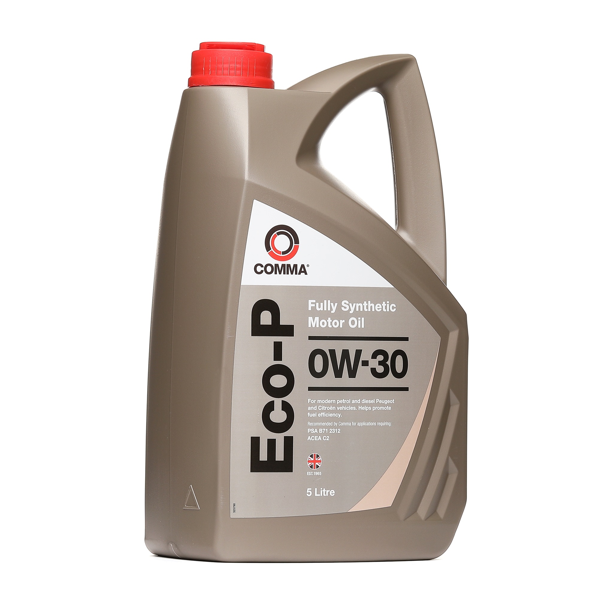 Side view of COMMA ECOP5L Engine oil 0W-30, Capacity: 5l, Synthetic Oil