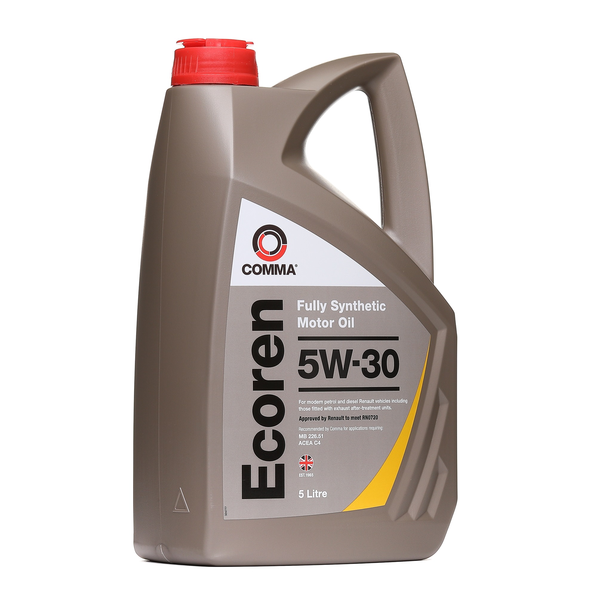 Side view of COMMA ECR5L Engine oil 5W-30, Capacity: 5l, Synthetic Oil