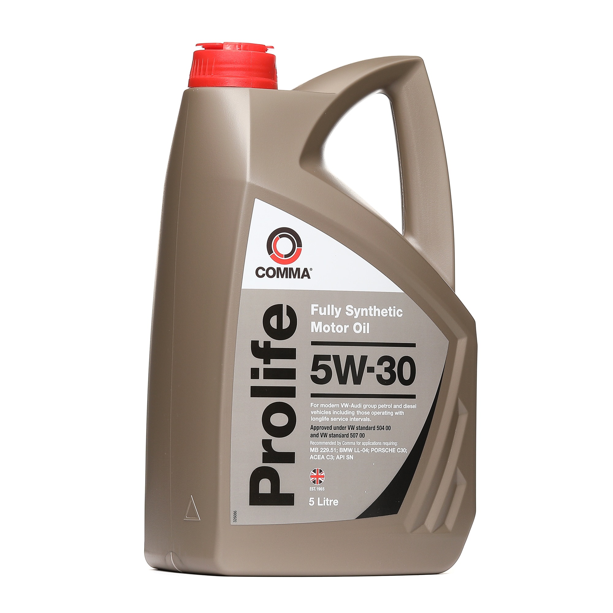 Side view of COMMA PRO5L Engine oil 5W-30, Capacity: 5l, Synthetic Oil