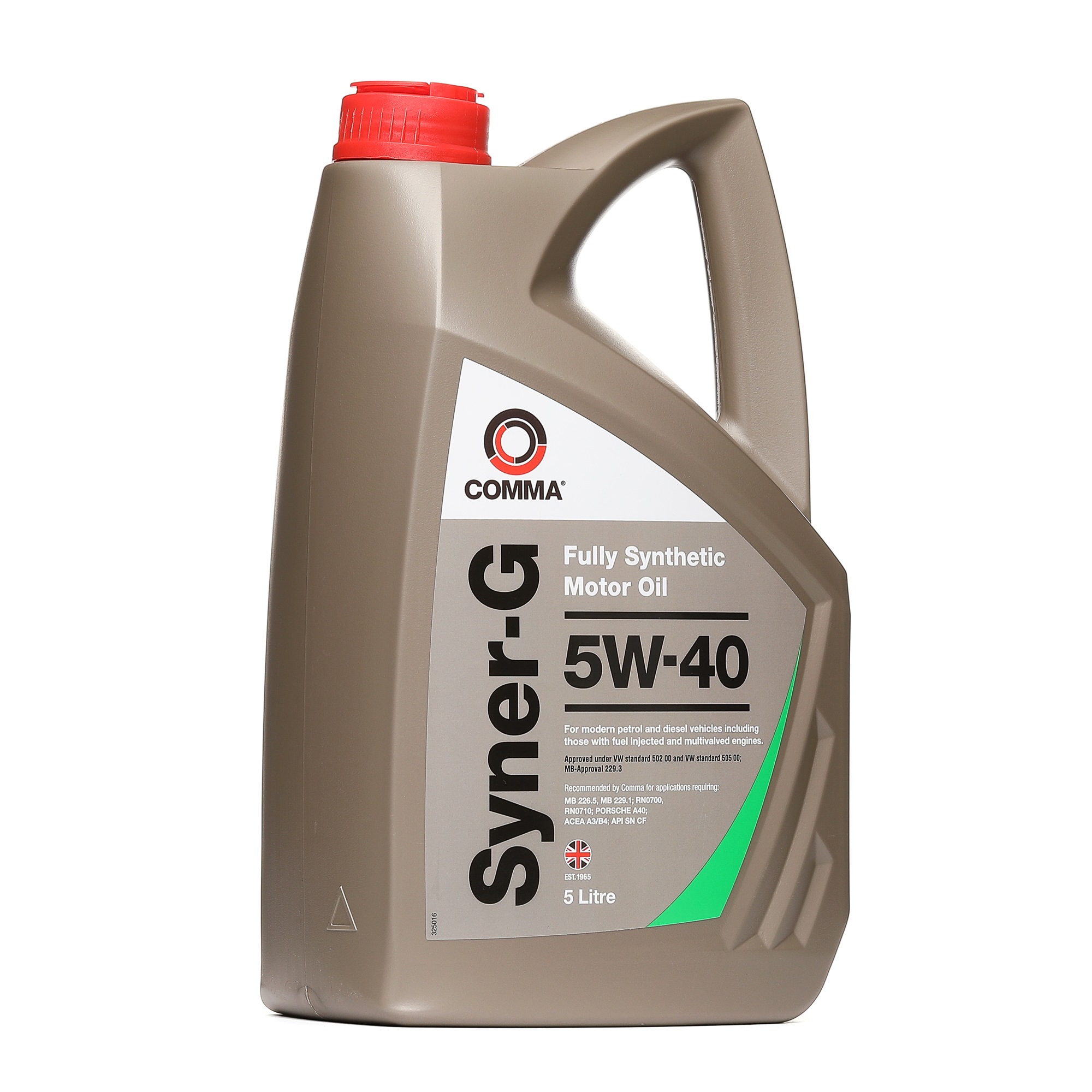 Side view of COMMA SYN5L Engine oil 5W-40, Capacity: 5l, Synthetic Oil