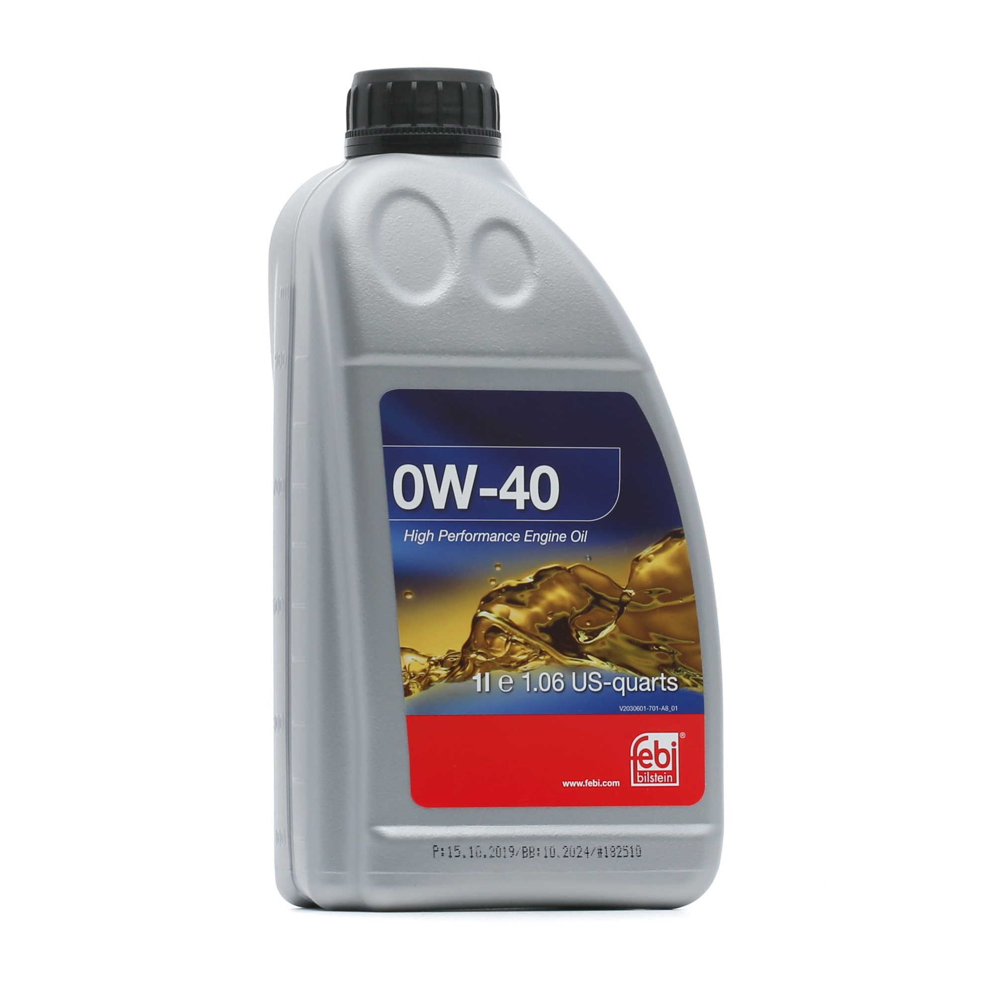 Side view of FEBI BILSTEIN 101140 Engine oil 0W-40, Capacity: 1l, Synthetic Oil