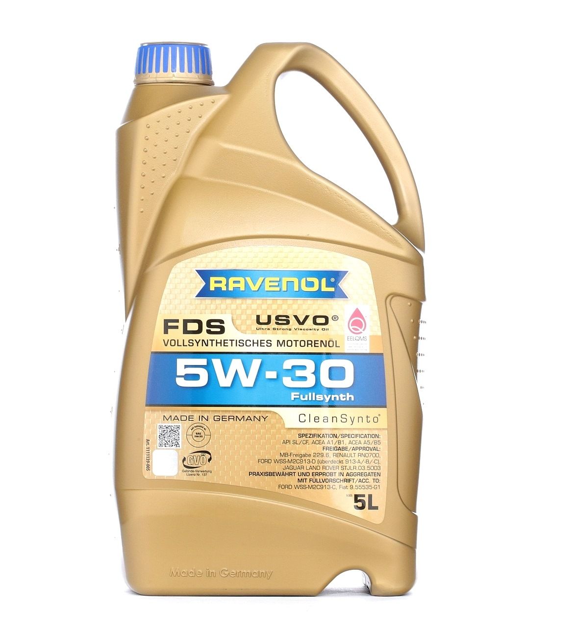 Side view of RAVENOL 1111139-005-01-999 Engine oil 5W-30, Capacity: 5l, Synthetic Oil
