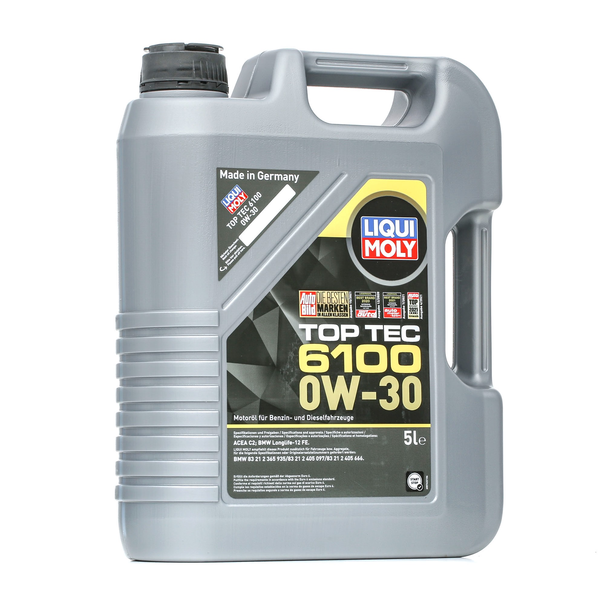 Side view of LIQUI MOLY 20771 Engine oil 0W-30, Capacity: 5l