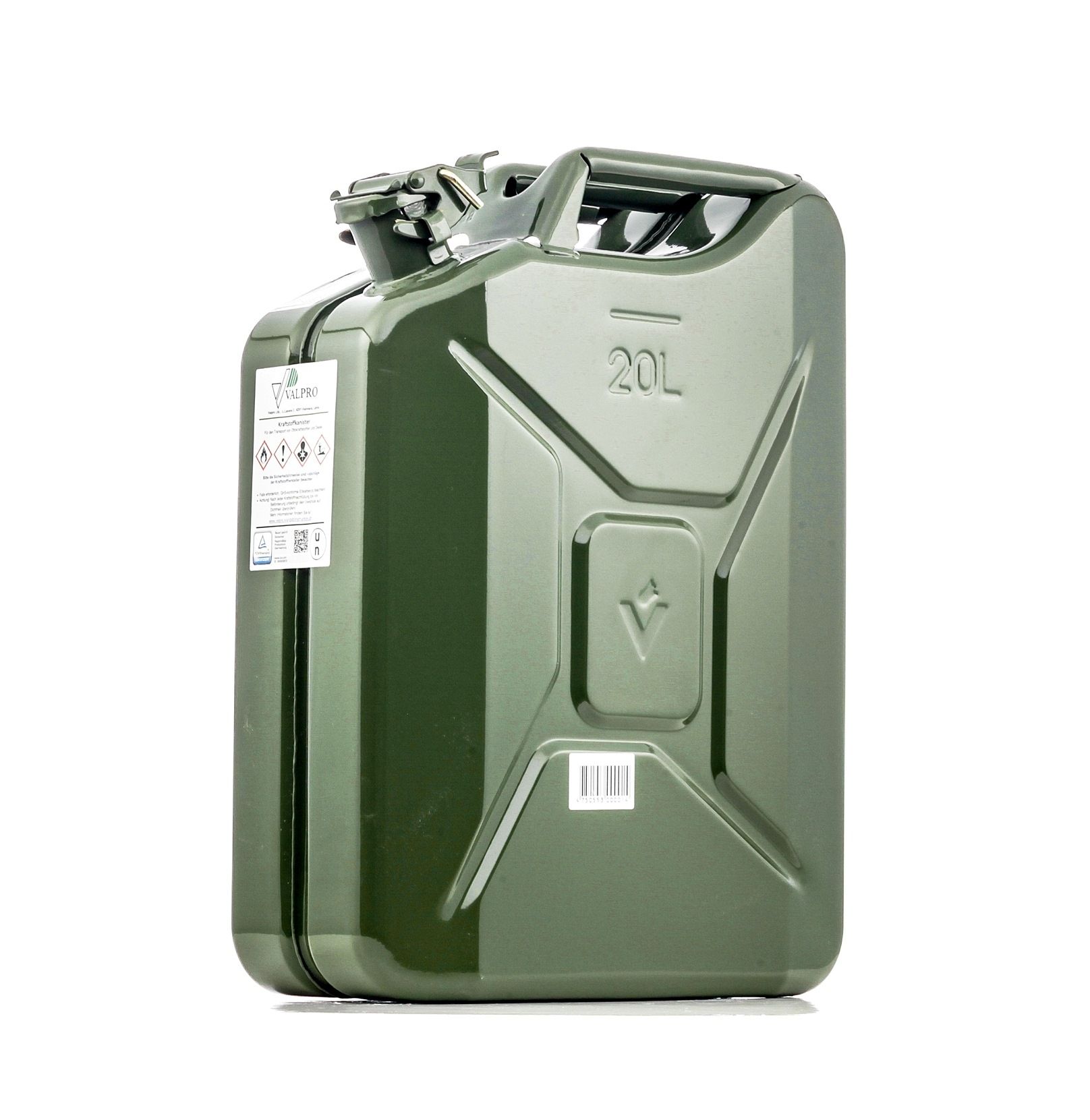 Side view of VALPRO F-2200 Jerrycan Volume: 20l, Metal