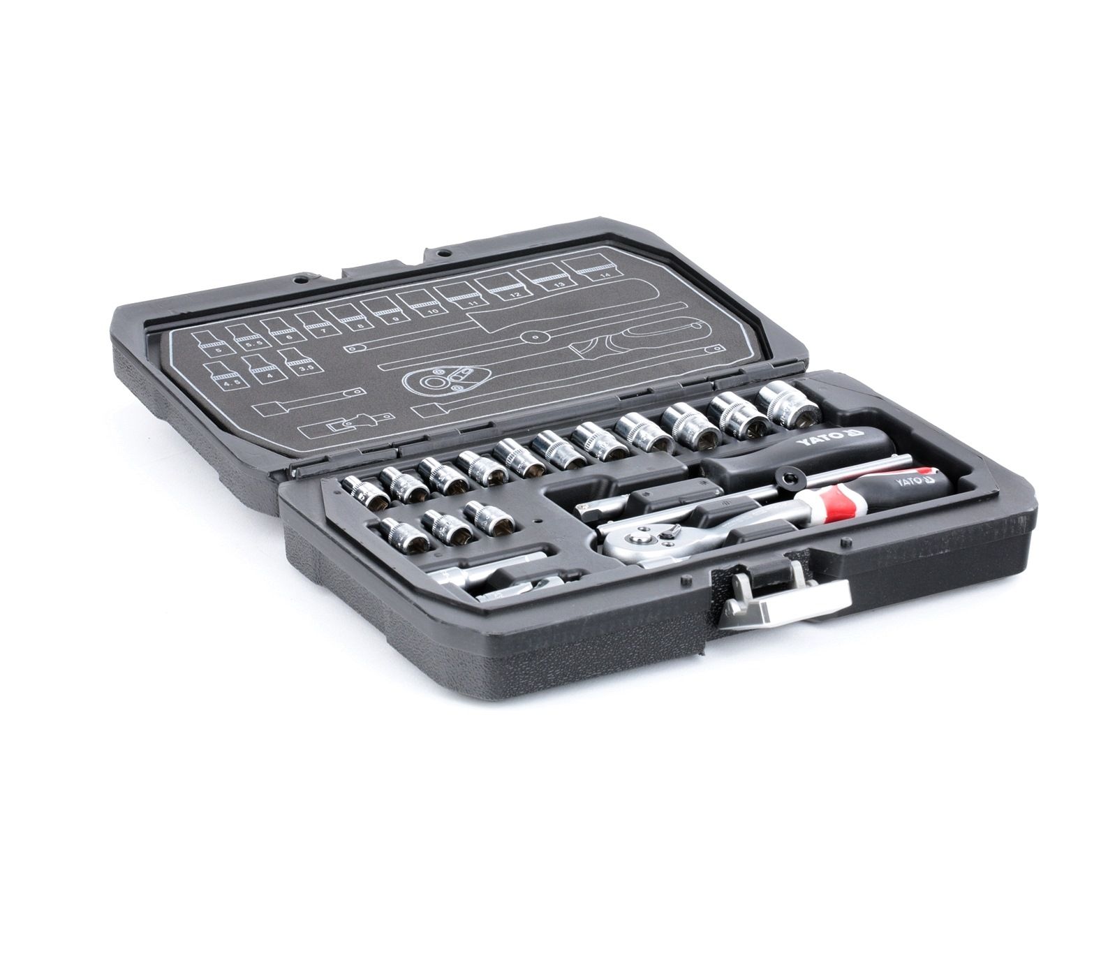 YATO YT-14491 Socket set Chrome Vanadium Steel, Number of tools: 20, Drive: 1/4Inch-image-13638998