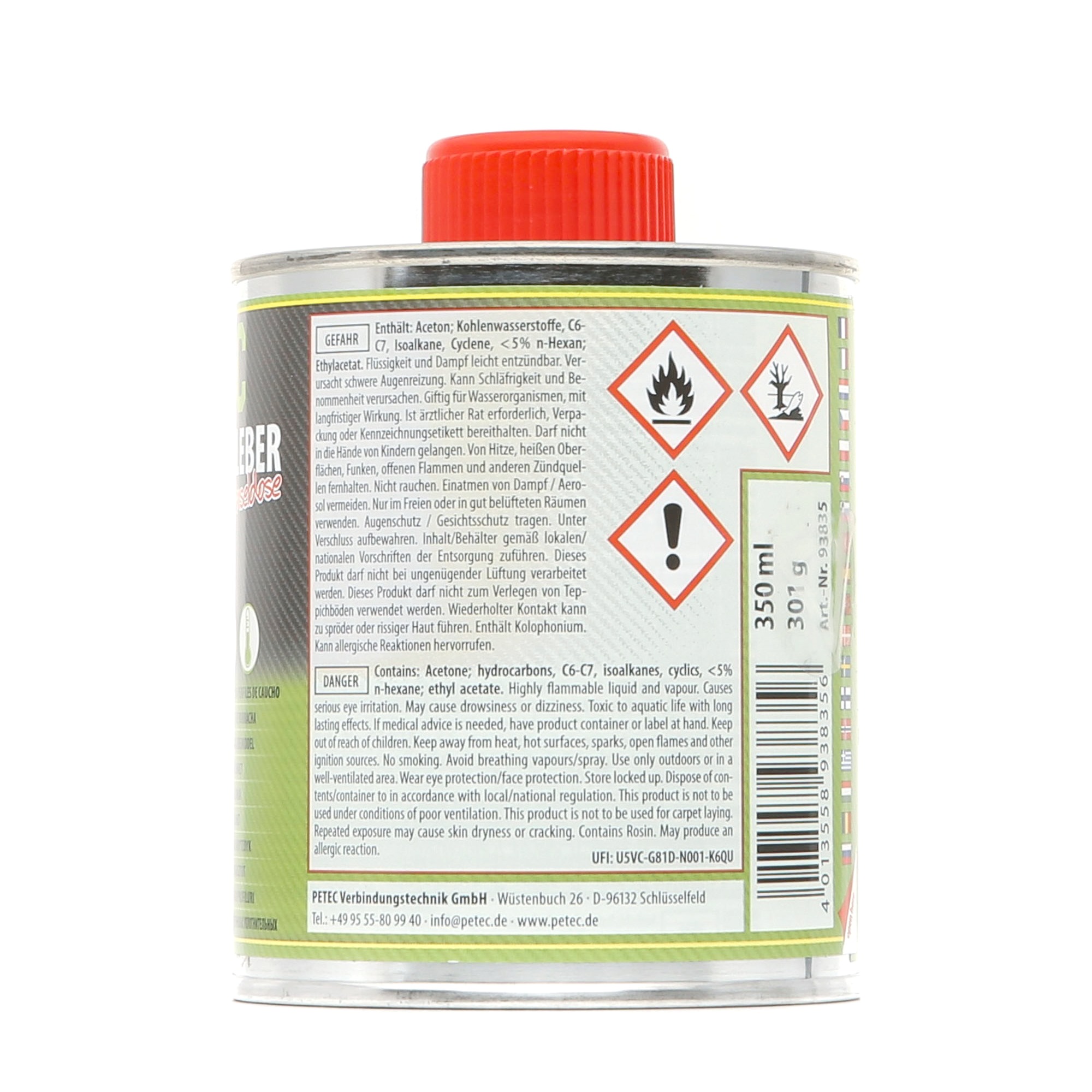 PETEC 93835 Rubber Adhesive Capacity: 350ml, Temp. Range: -30°C +120°C°C, yellow-transparent-image-13644907