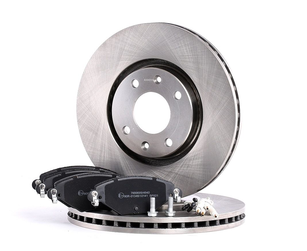 RIDEX 3405B0295 Brake disc and pads set Front Axle, Vented, incl. wear warning contact