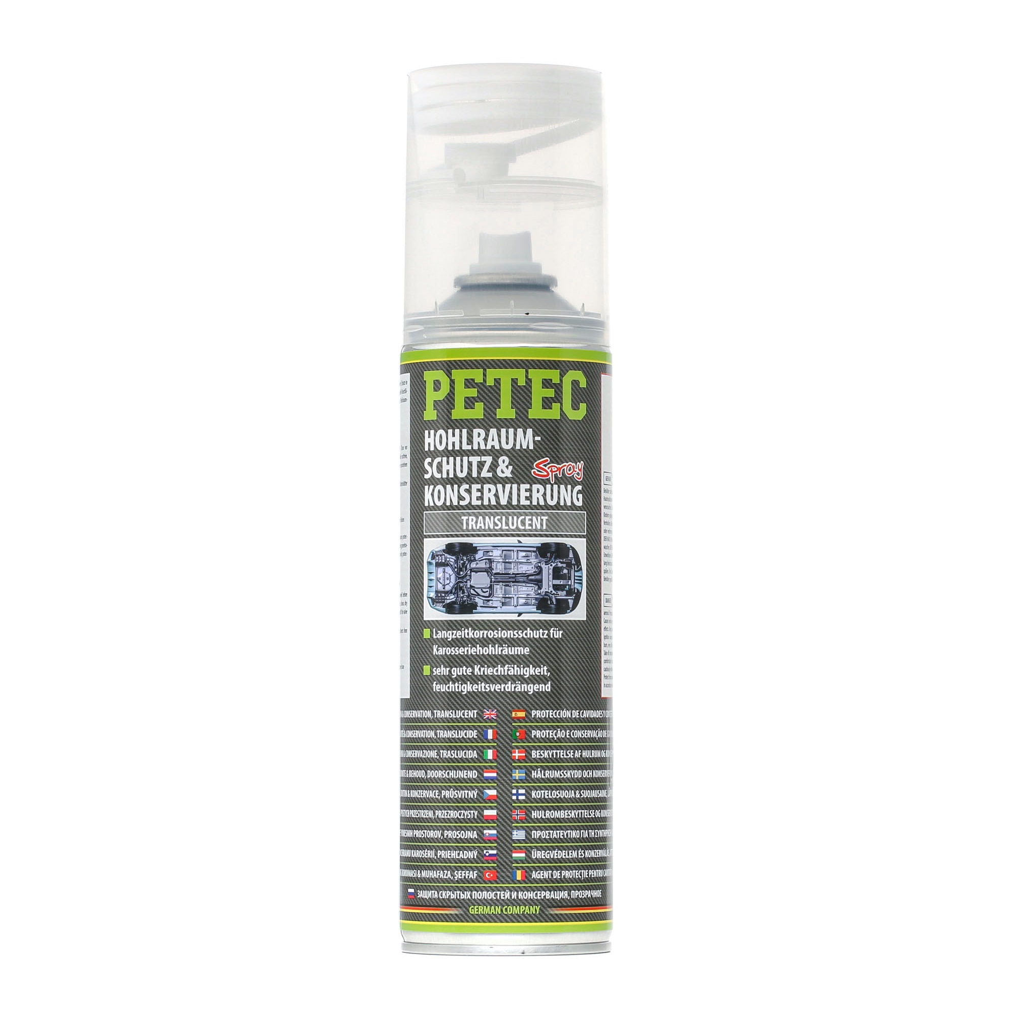 PETEC 73550 Unterbodenschutz HOHLRAUMSCHUTZ & -KONSERVIERUNG, SPRAY Spraydose, Inhalt: 500ml, weiß-transparent, nicht überlackierbar