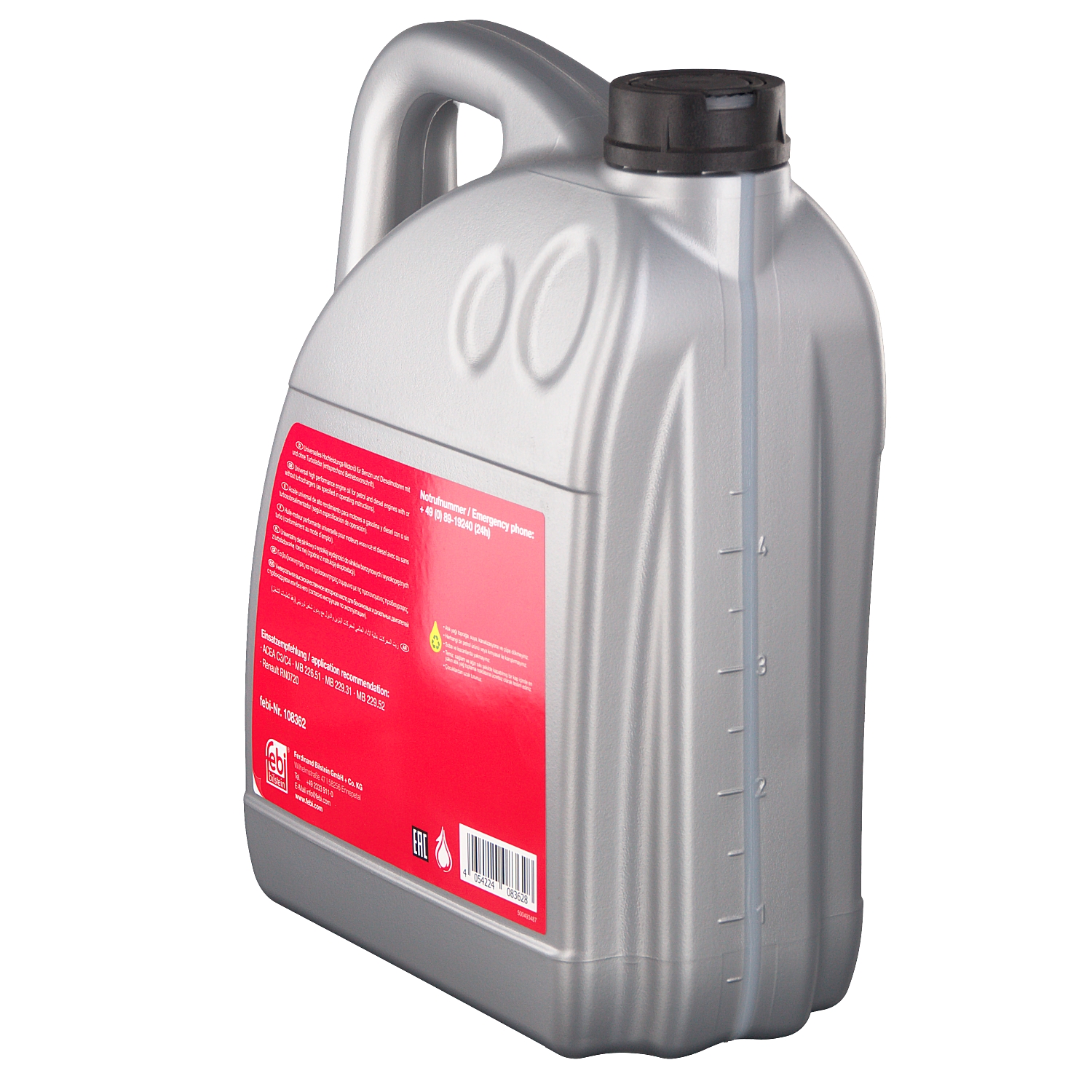 Side view of FEBI BILSTEIN 108362 Engine oil Mobility Guard Pro 5W-30, Capacity: 5l
