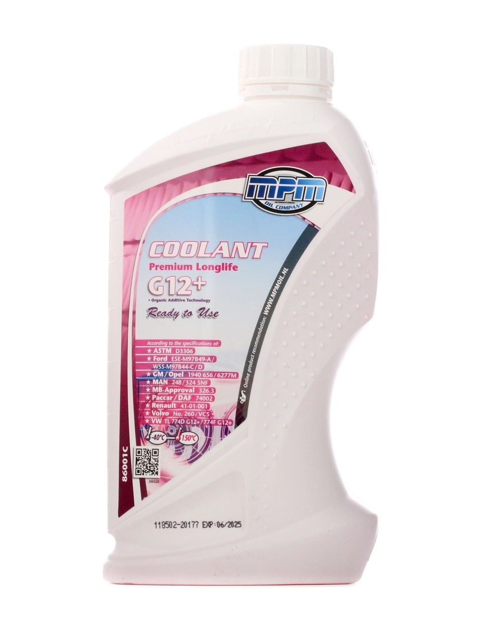 MPM 86001C Antifreeze Coolant Premium Longlife -40C G12+ Ready to Use Volvo VCS, Capacity: 1l, red-image-15215666