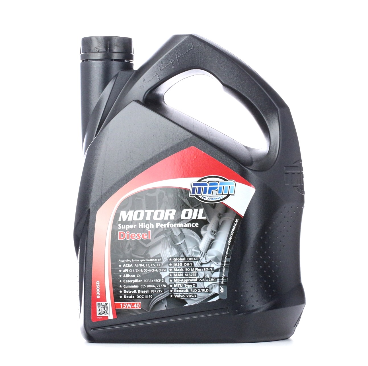 Side view of MPM 03005D Engine oil 15W-40, Capacity: 5l, Mineral Oil
