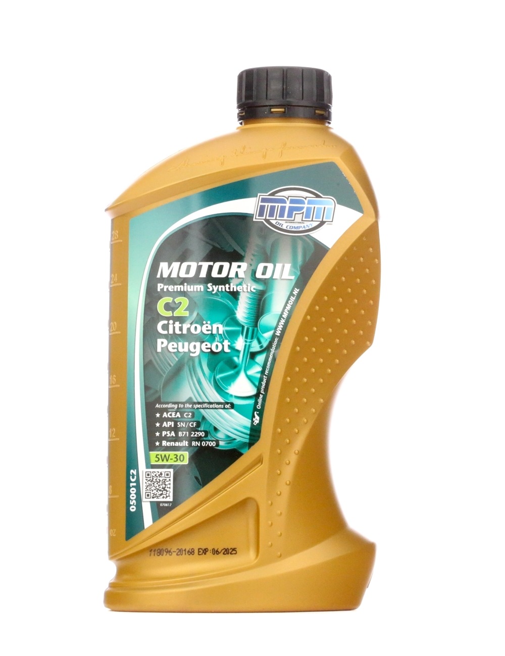 Side view of MPM 05001C2 Engine oil 5W-30, Capacity: 1l, Synthetic Oil