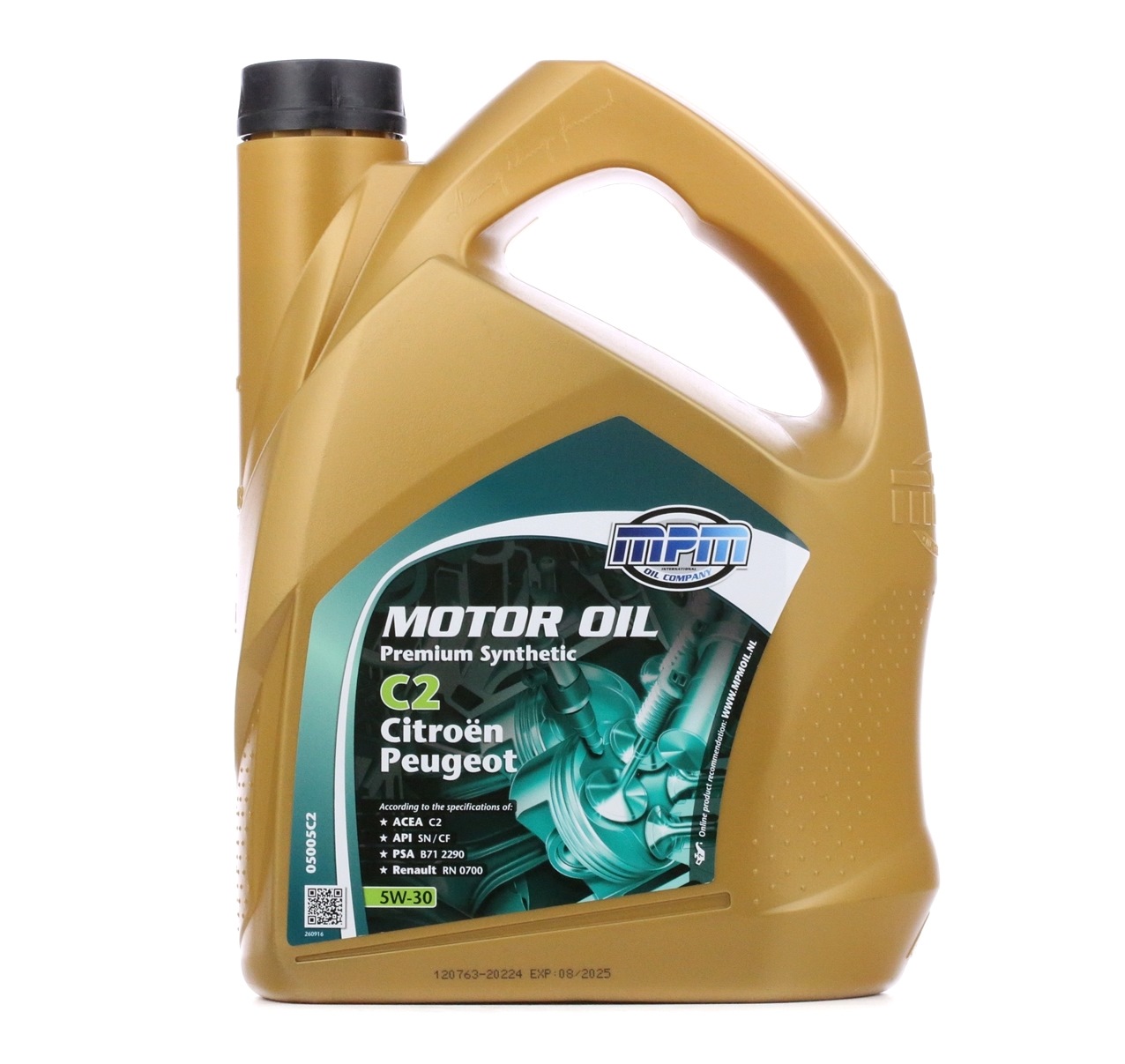 Side view of MPM 05005C2 Engine oil 5W-30, Capacity: 5l, Synthetic Oil