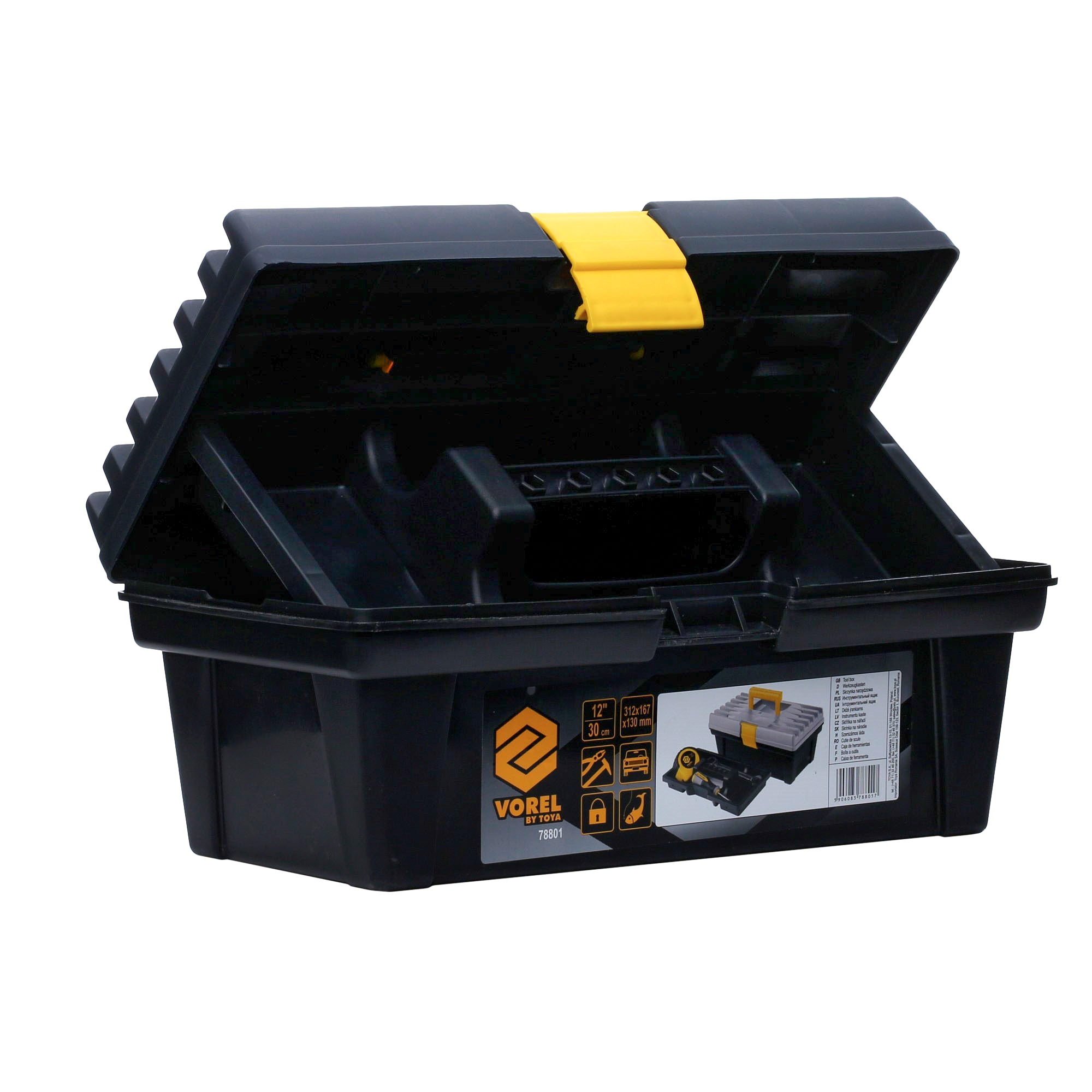 VOREL 78801 Toolbox Width: 167mm, Length: 312mm, Height: 130mm, black, with handle-image-15222778