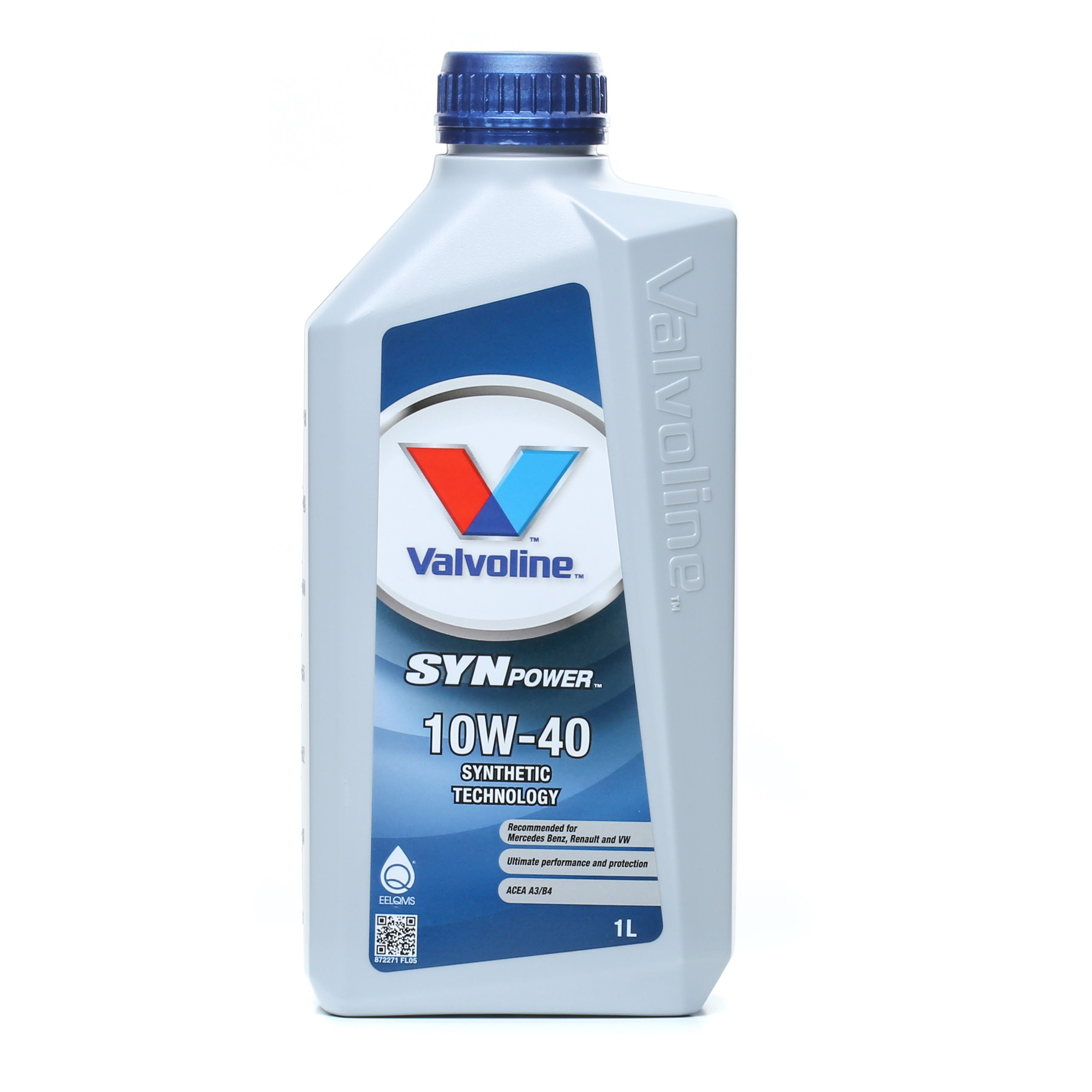 Side view of Valvoline 872271 Engine oil SynPower™ 10W-40 Capacity: 1l