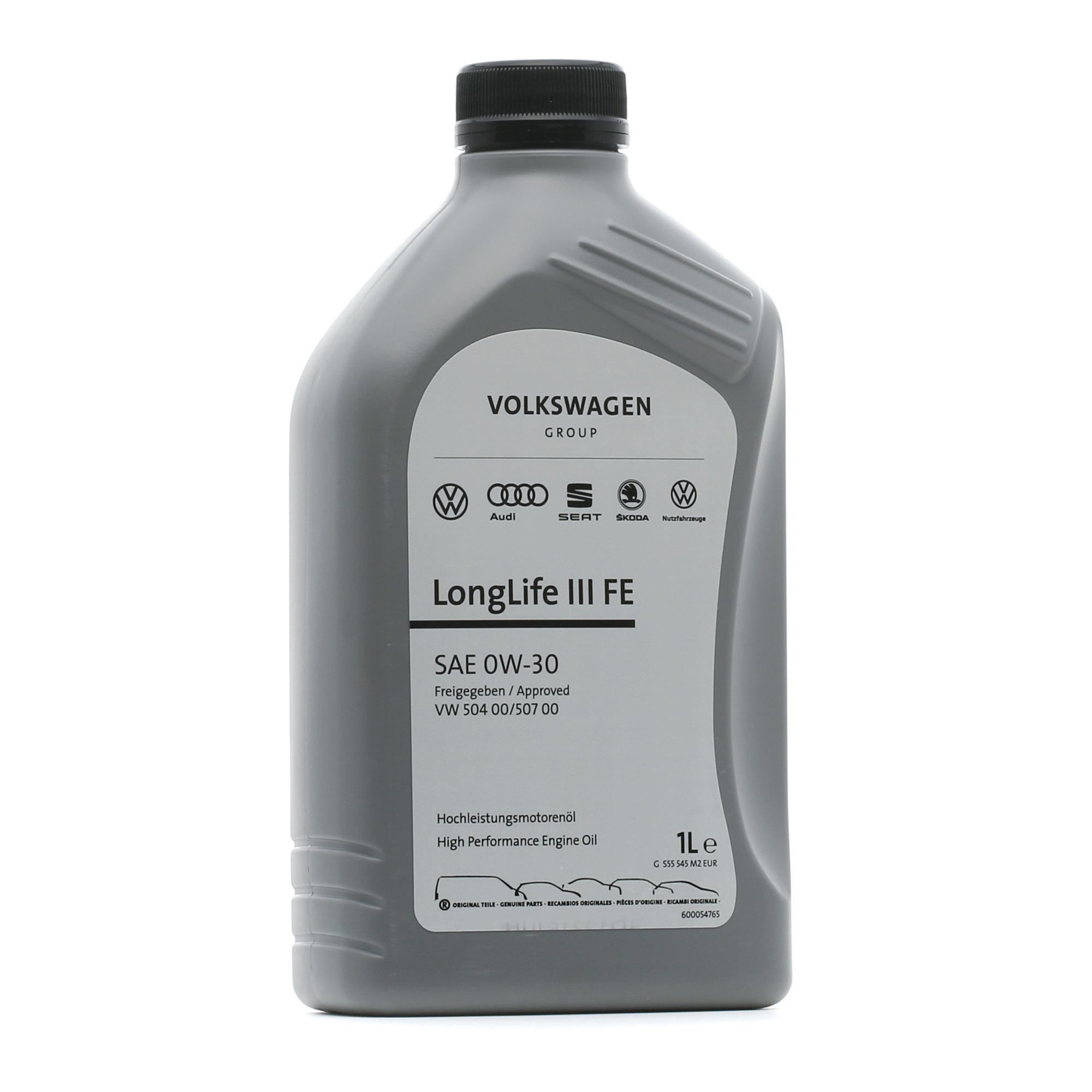 Side view of VAG GS55545M2 Engine oil 0W-30, Capacity: 1l