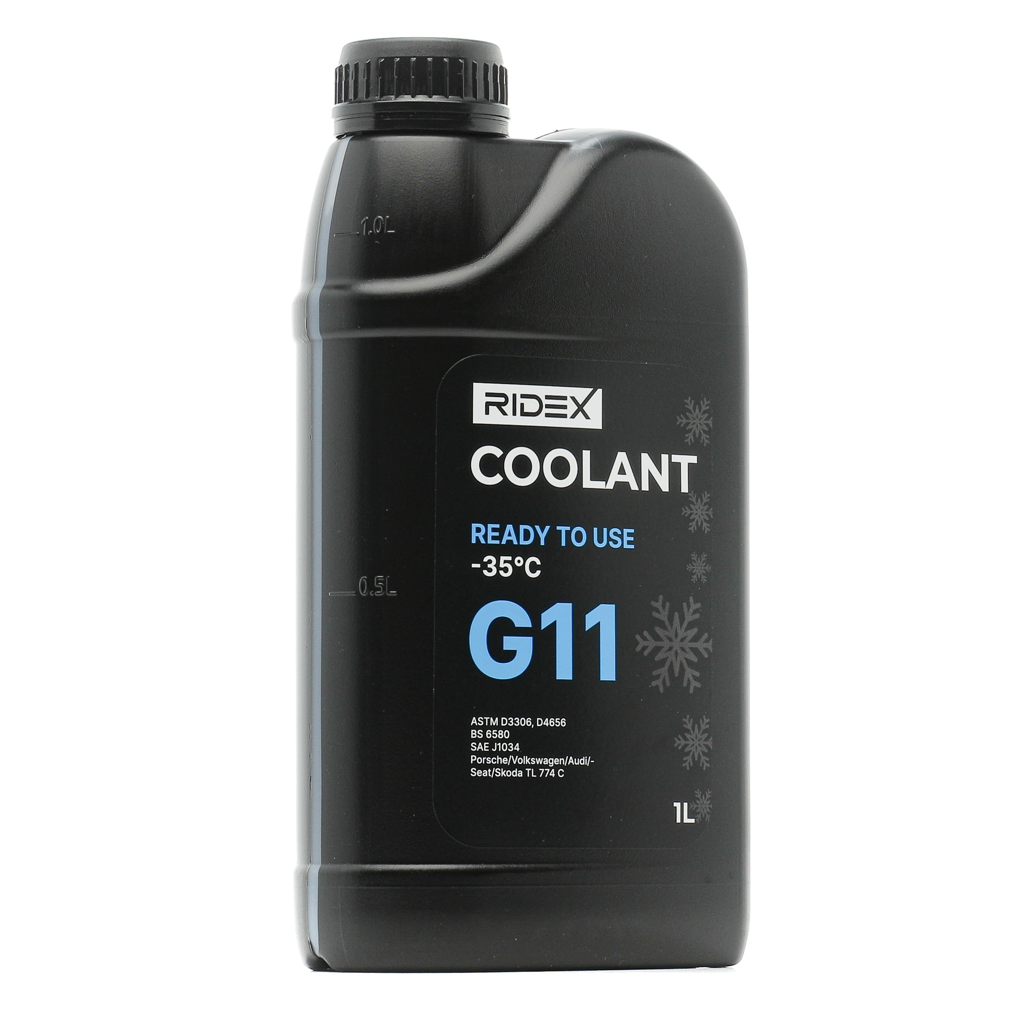 Side view of RIDEX 1602F0015 Antifreeze MTU MTL 5048, Capacity: 1l, blue