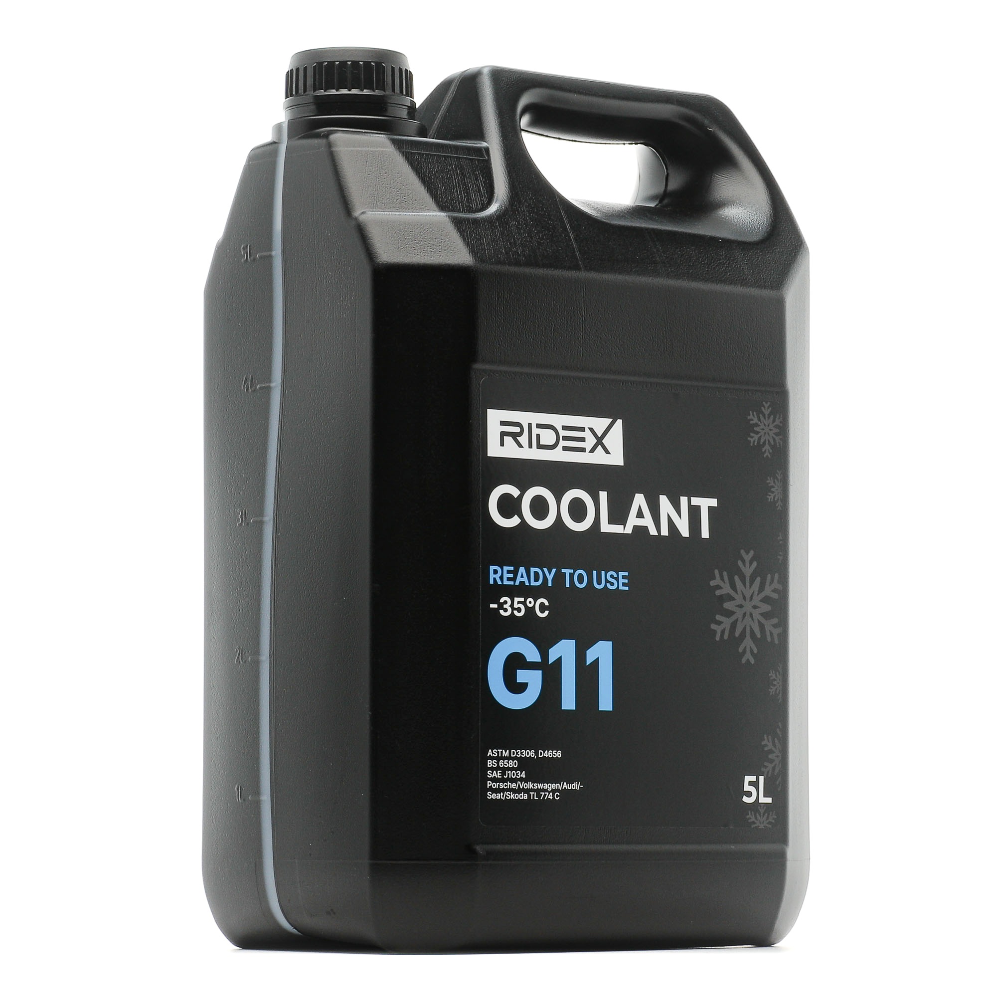 Side view of RIDEX 1602F0019 Antifreeze AS 2108, Capacity: 5l, blue