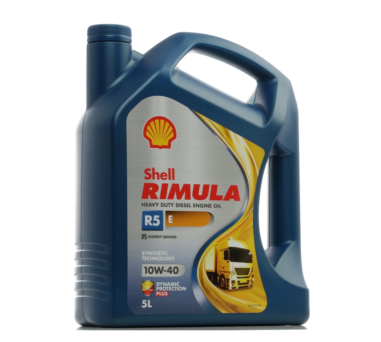 Side view of SHELL 550054713 Engine oil Rimula R5 E 10W-40 Capacity: 5l