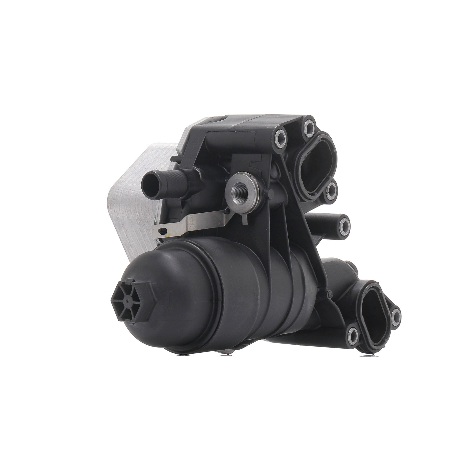 Side view of RIDEX 469O0159 Oil Cooler with oil filter housing