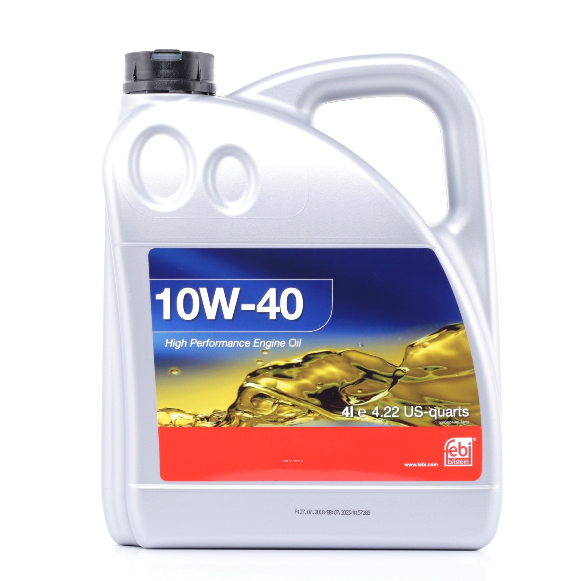 Side view of FEBI BILSTEIN 32932 Engine oil 10W-40, Capacity: 4l, Part Synthetic Oil