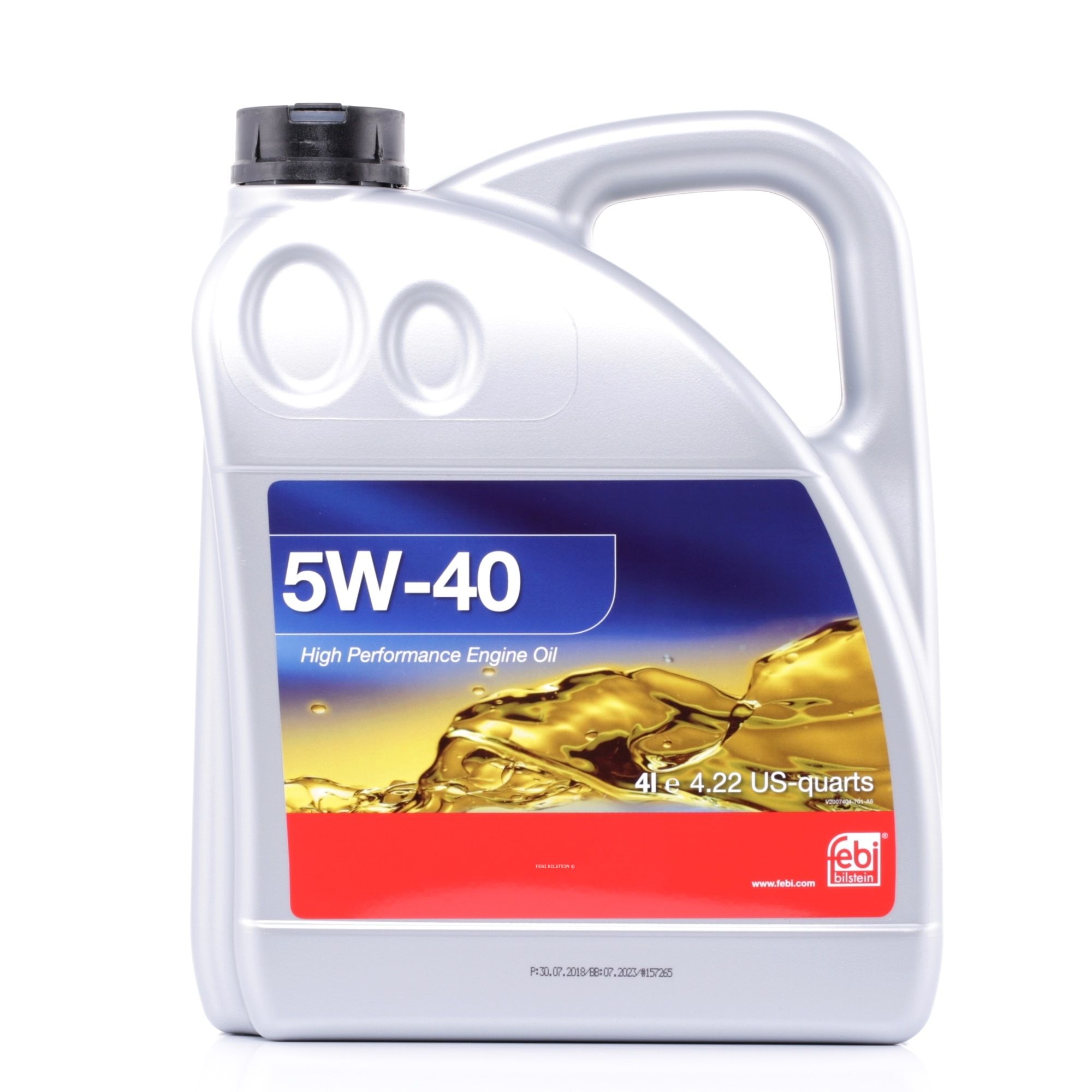 Side view of FEBI BILSTEIN 32937 Engine oil 5W-40, Capacity: 4l