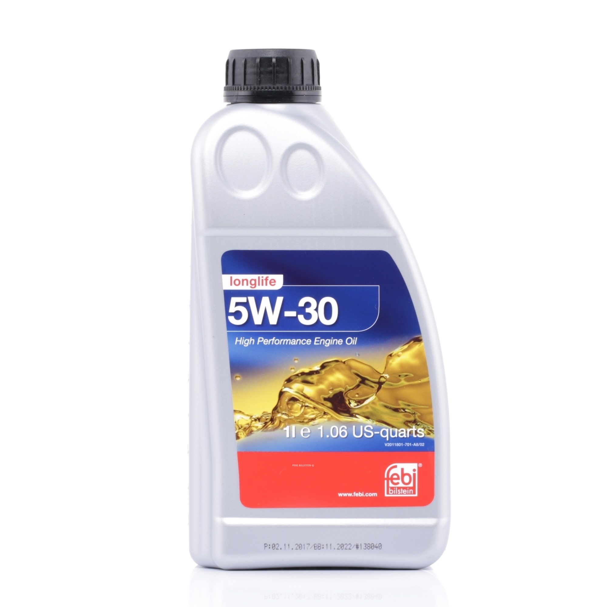 Side view of FEBI BILSTEIN 32941 Engine oil 5W-30, Capacity: 1l
