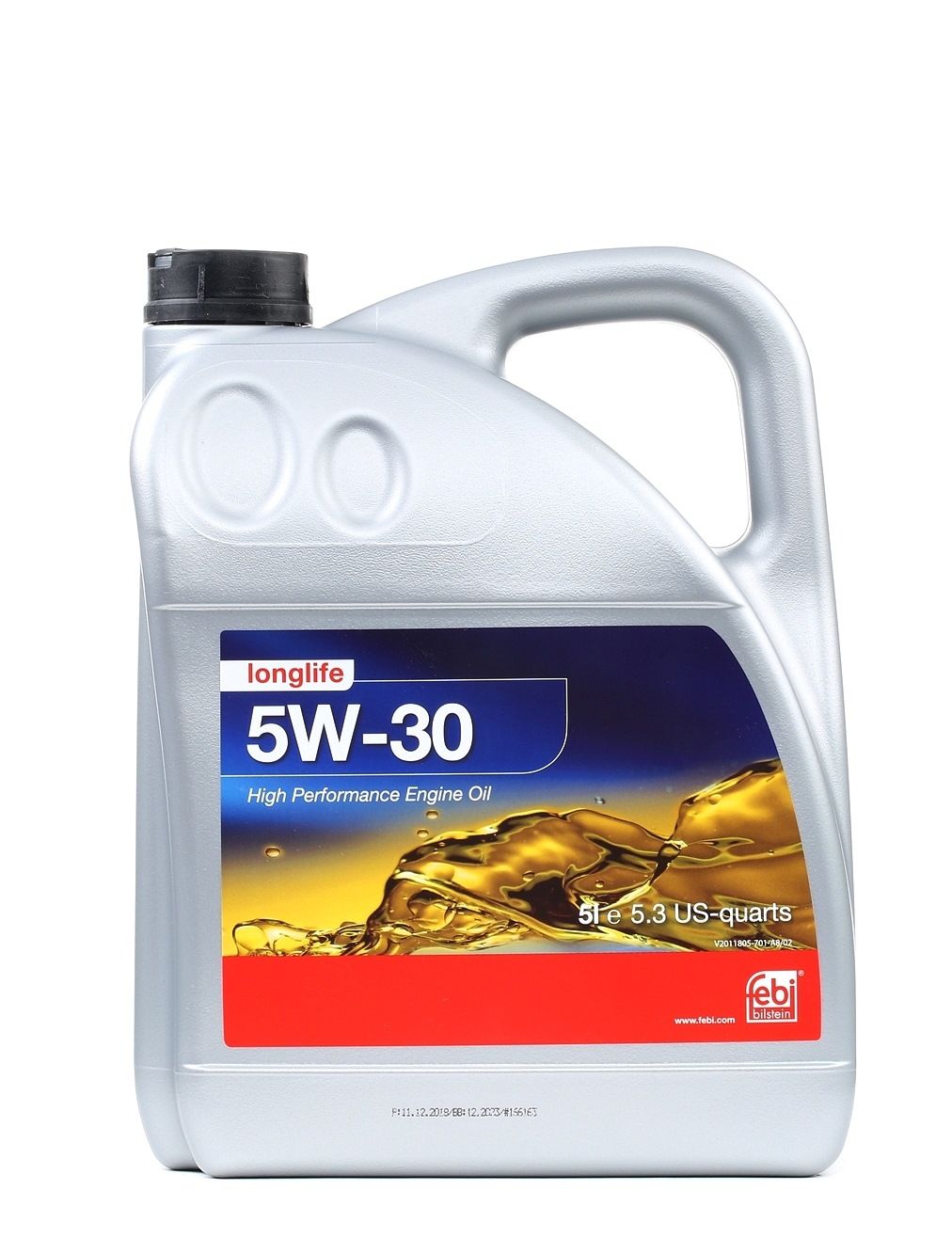 Side view of FEBI BILSTEIN 32943 Engine oil 5W-30, Capacity: 5l