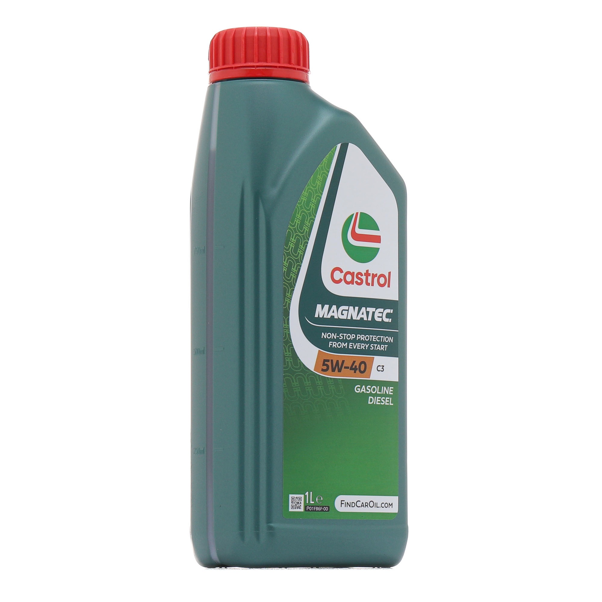 Side view of CASTROL 15F621 Engine oil Castrol MAGNATEC 5W-40 C3 Capacity: 1l