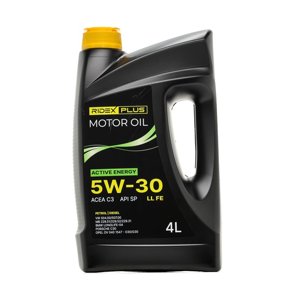 Engine oil RIDEX PLUS Active Energy, LL FE 5W-30, 4l, Full Synthetic Oil 1862O0347P Car engine oil RIDEX PLUS 5W30 petrol Active Energy, LL FE