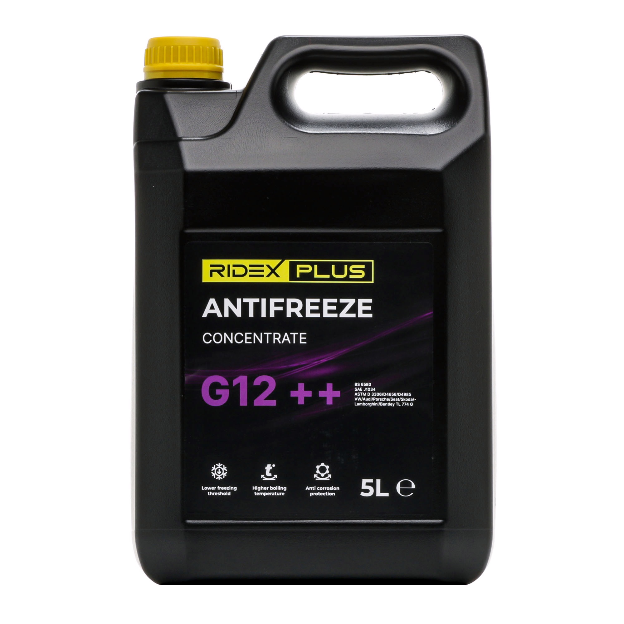 Side view of RIDEX PLUS 1602F0022P Antifreeze JASO M325, violet, -38(50/50), Capacity: 5l