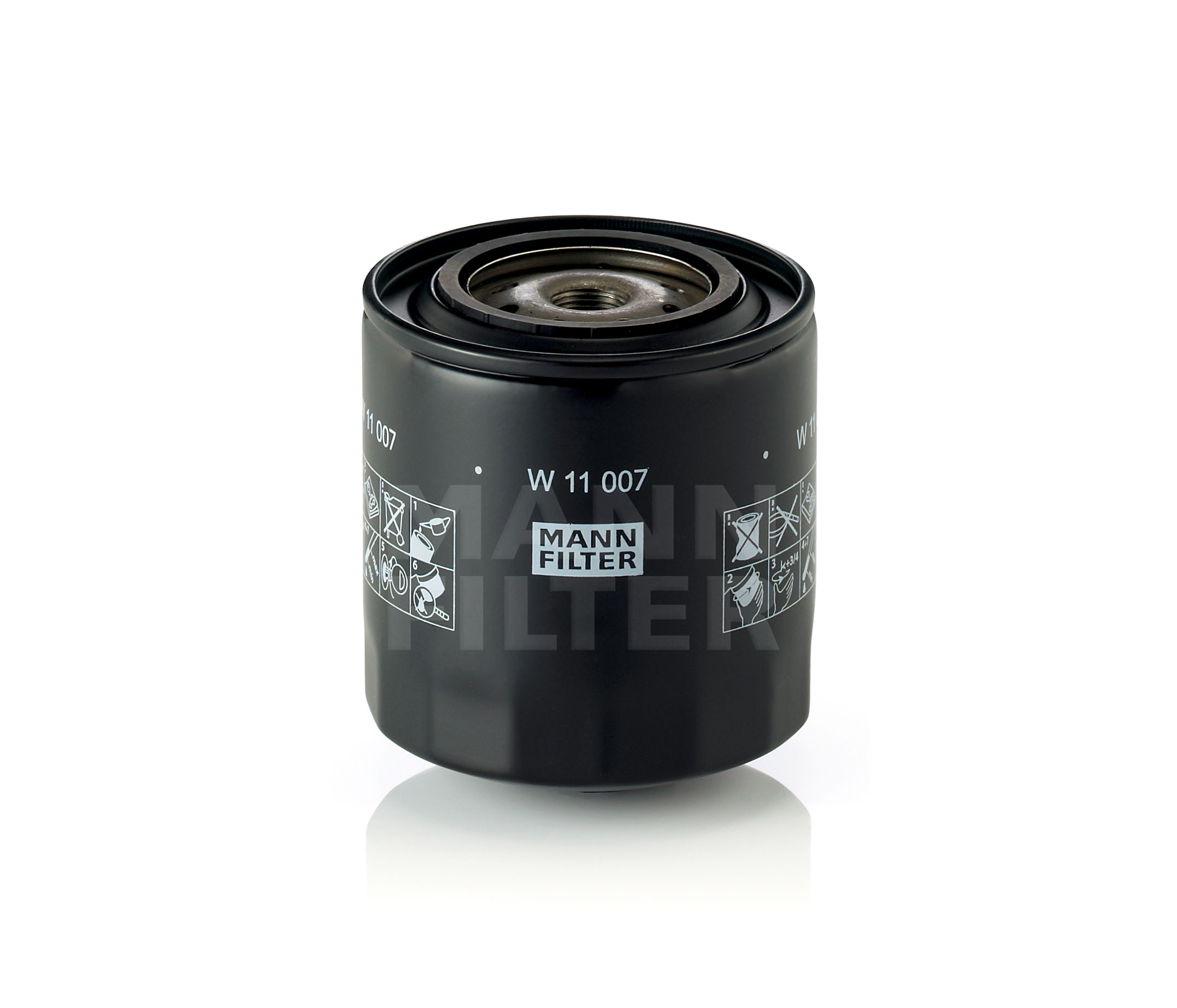 Side view of MANN-FILTER W 11 007 Oil filter Spin-on Filter, with one anti-return valve