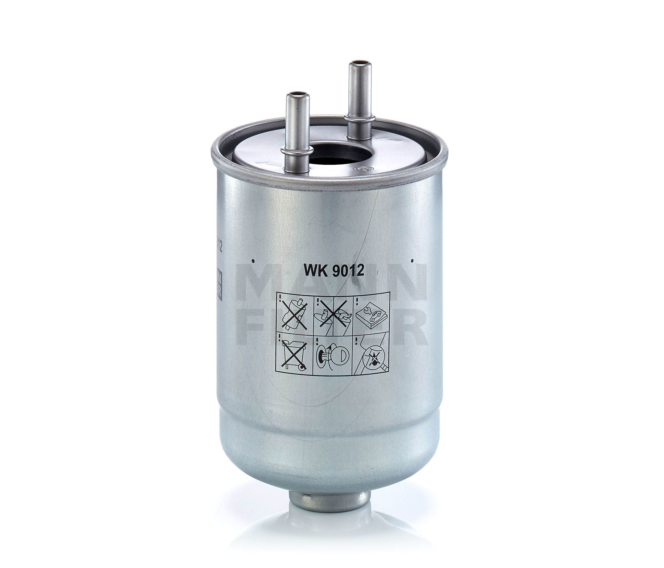 Side view of MANN-FILTER WK 9012 x Fuel Filter with gasket/seal