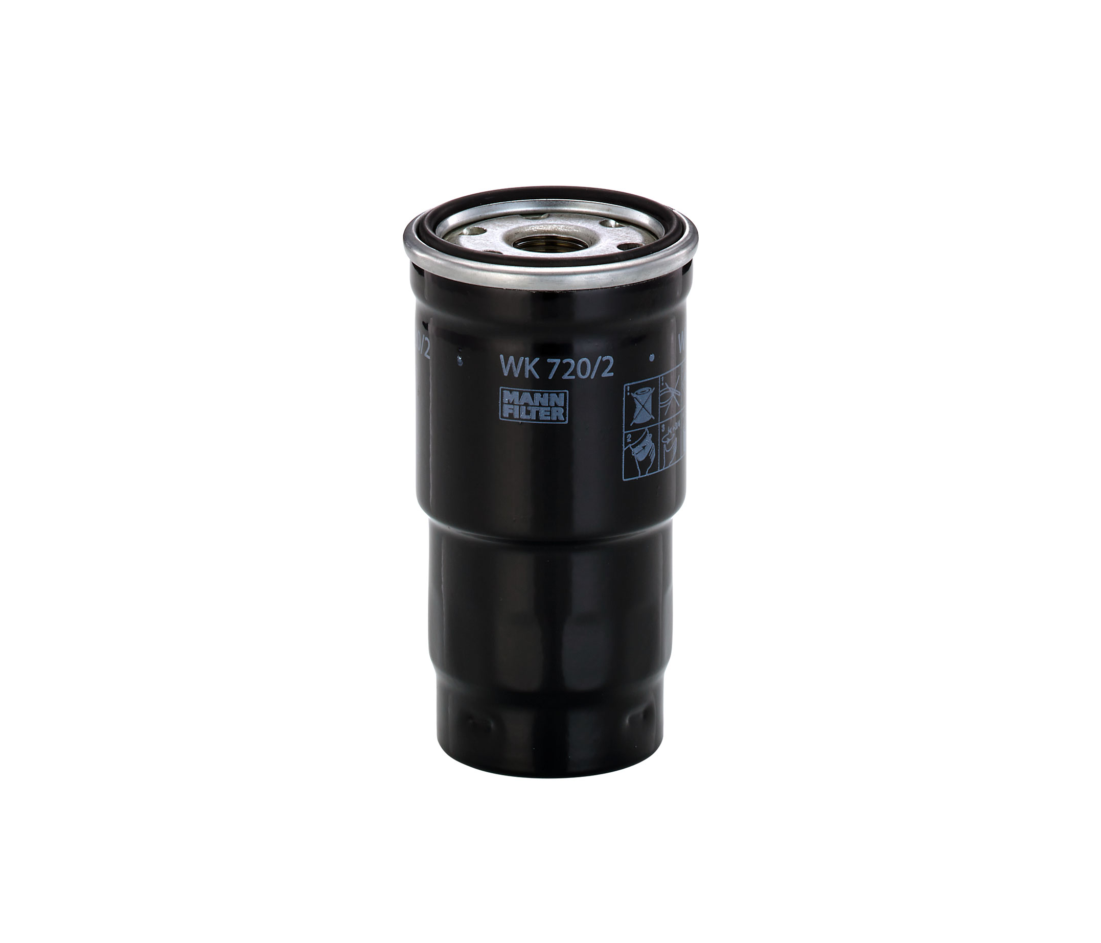 Side view of MANN-FILTER WK 720/2 x Fuel Filter with gasket/seal