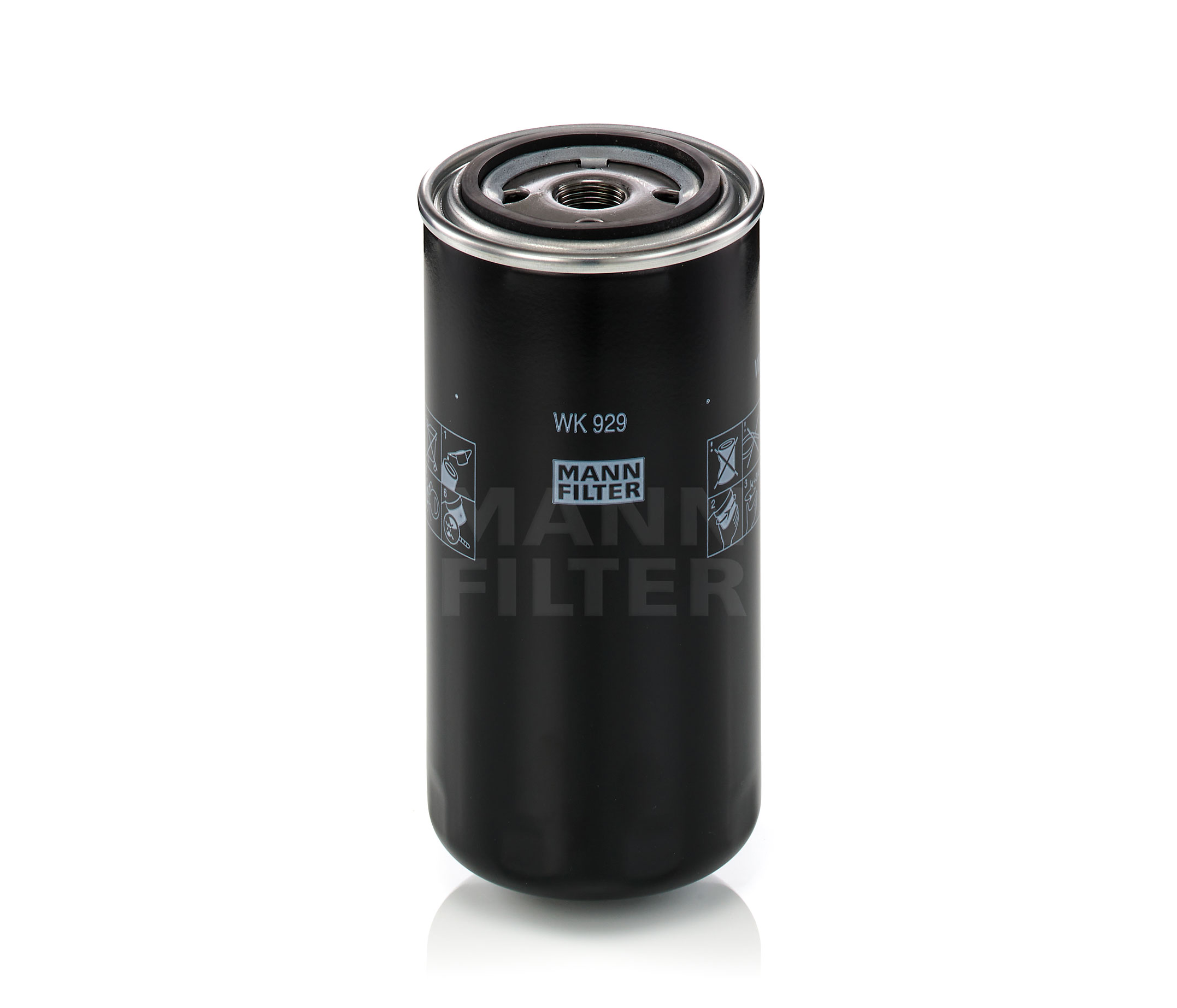 Side view of MANN-FILTER WK 929 x Fuel Filter with gasket/seal