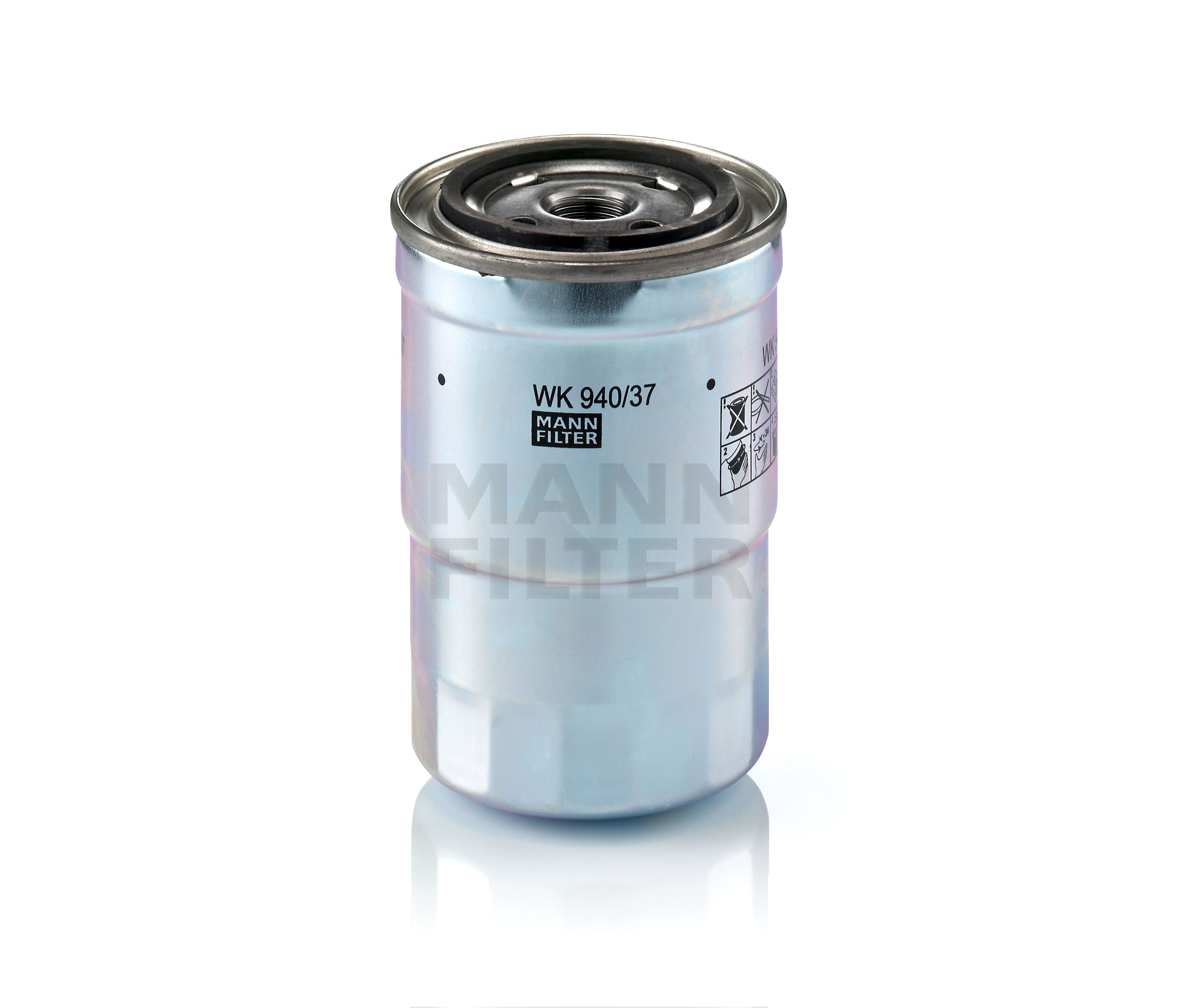 Side view of MANN-FILTER WK 940/37 x Fuel Filter with gasket/seal