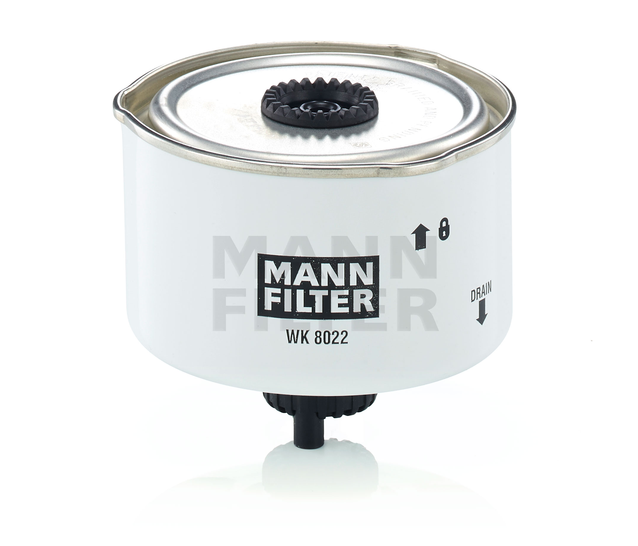 Side view of MANN-FILTER WK 8022 x Fuel Filter with gasket/seal