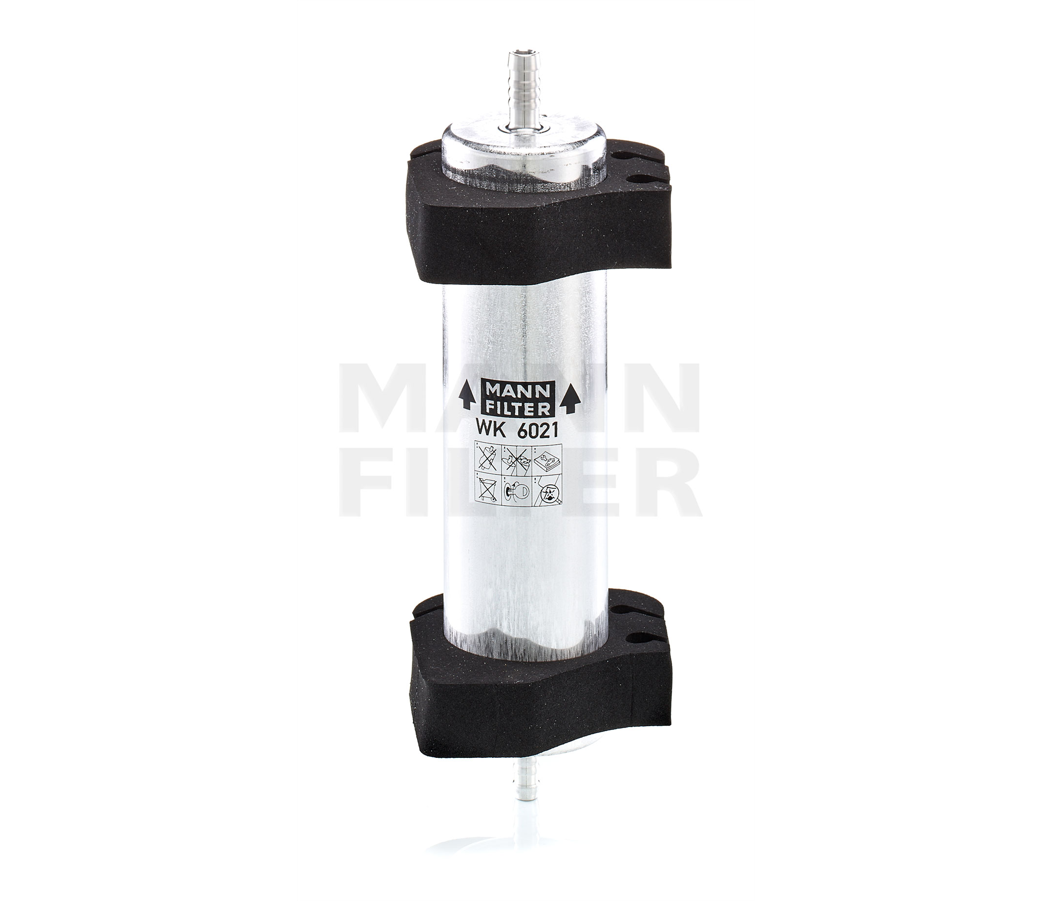 Side view of MANN-FILTER WK 6021 Fuel Filter In-Line Filter