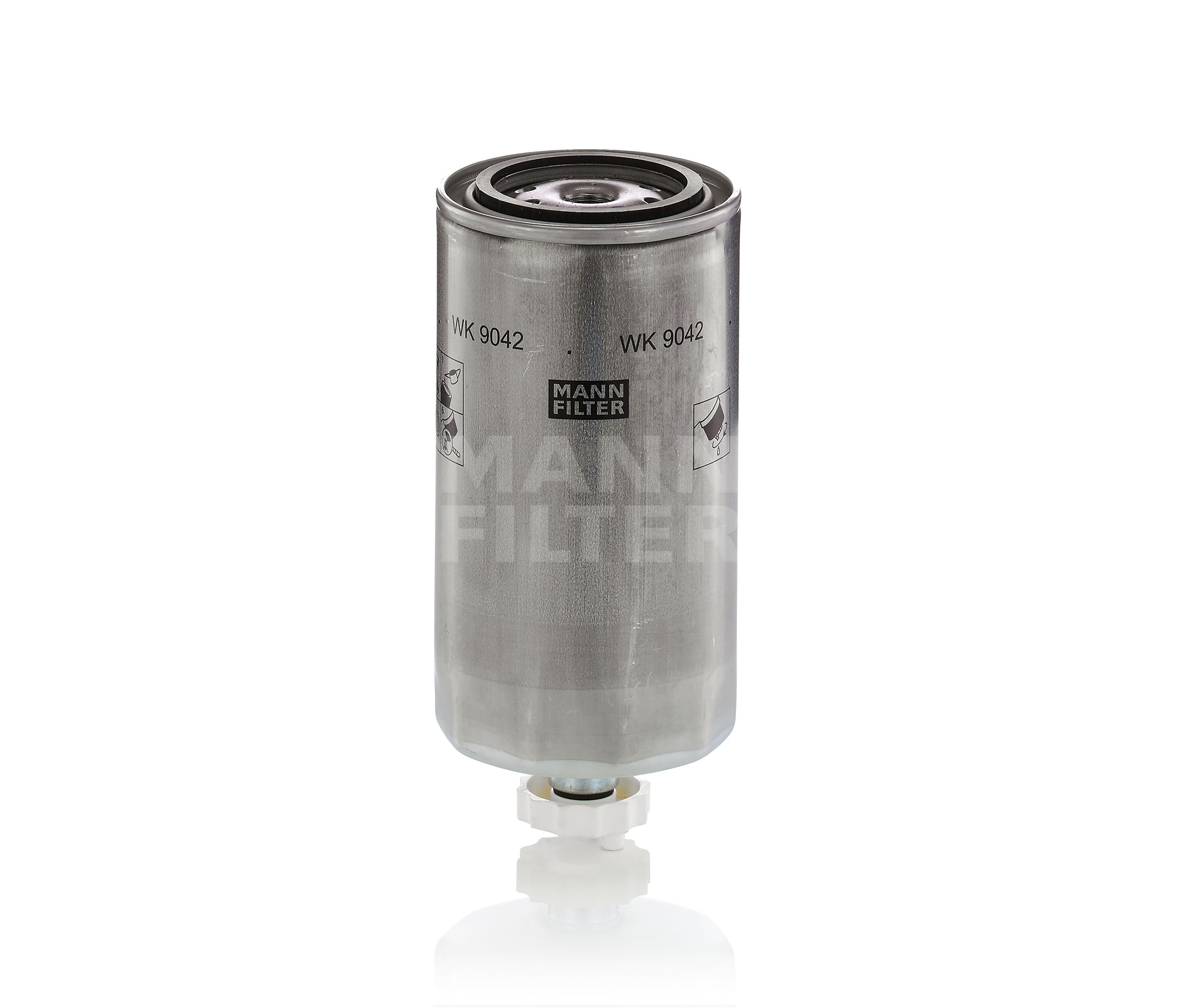 Side view of MANN-FILTER WK 9042 x Fuel Filter with gasket/seal