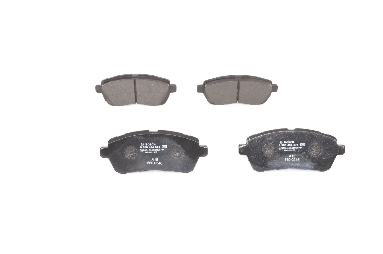 Plaquettes de frein 0 986 494 574 BOSCH 04465B1280 RENAULT