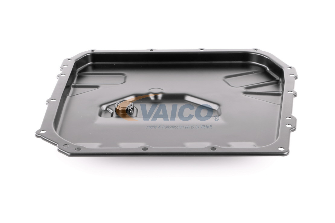 VAICO V10-3498 Oil Pan, automatic transmission with oil drain plug, without oil sump gasket, Original VAICO Quality-image-8097137