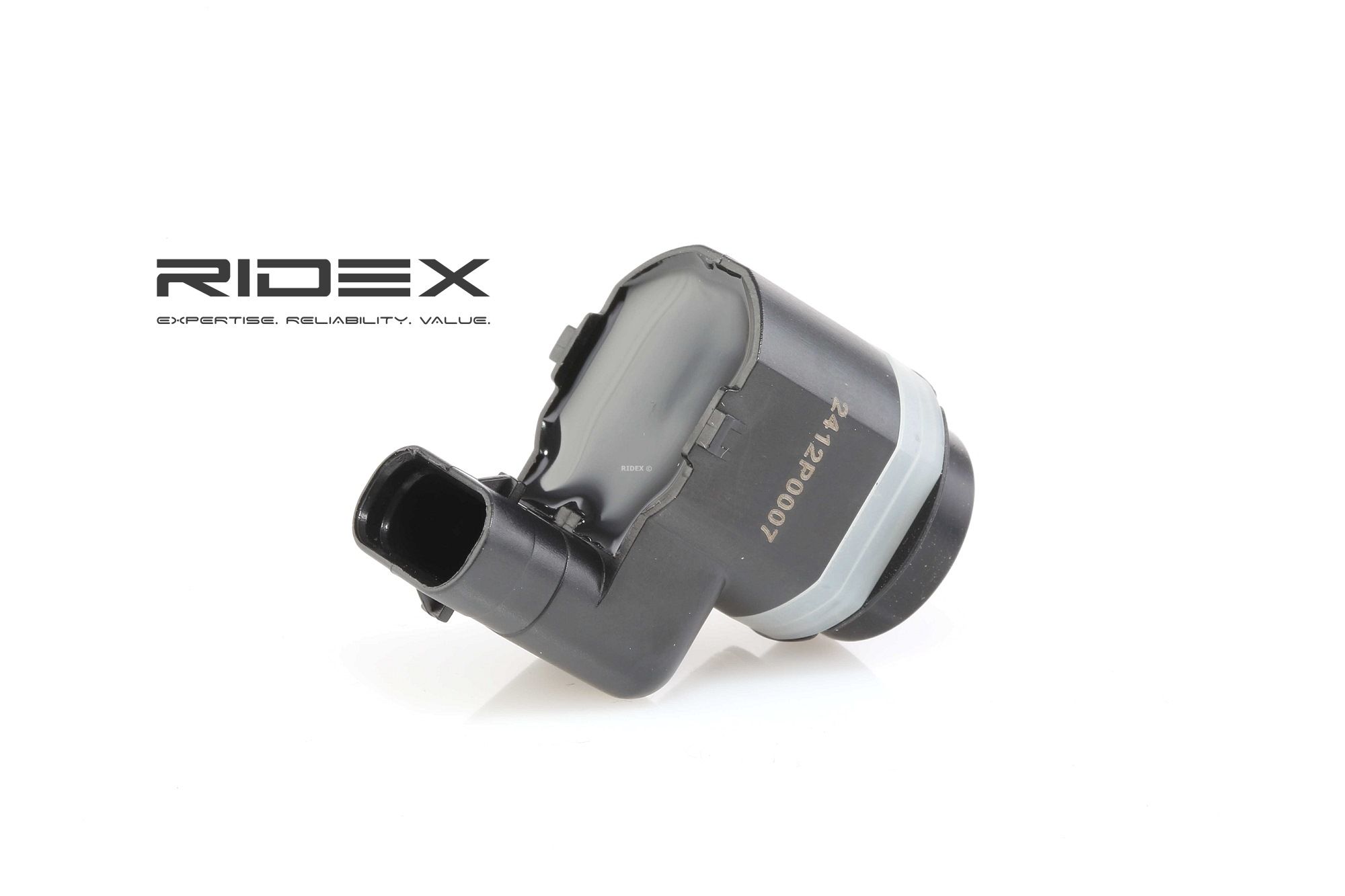 Side view of RIDEX 2412P0007 Parking Sensors outer, black, Ultrasonic Sensor