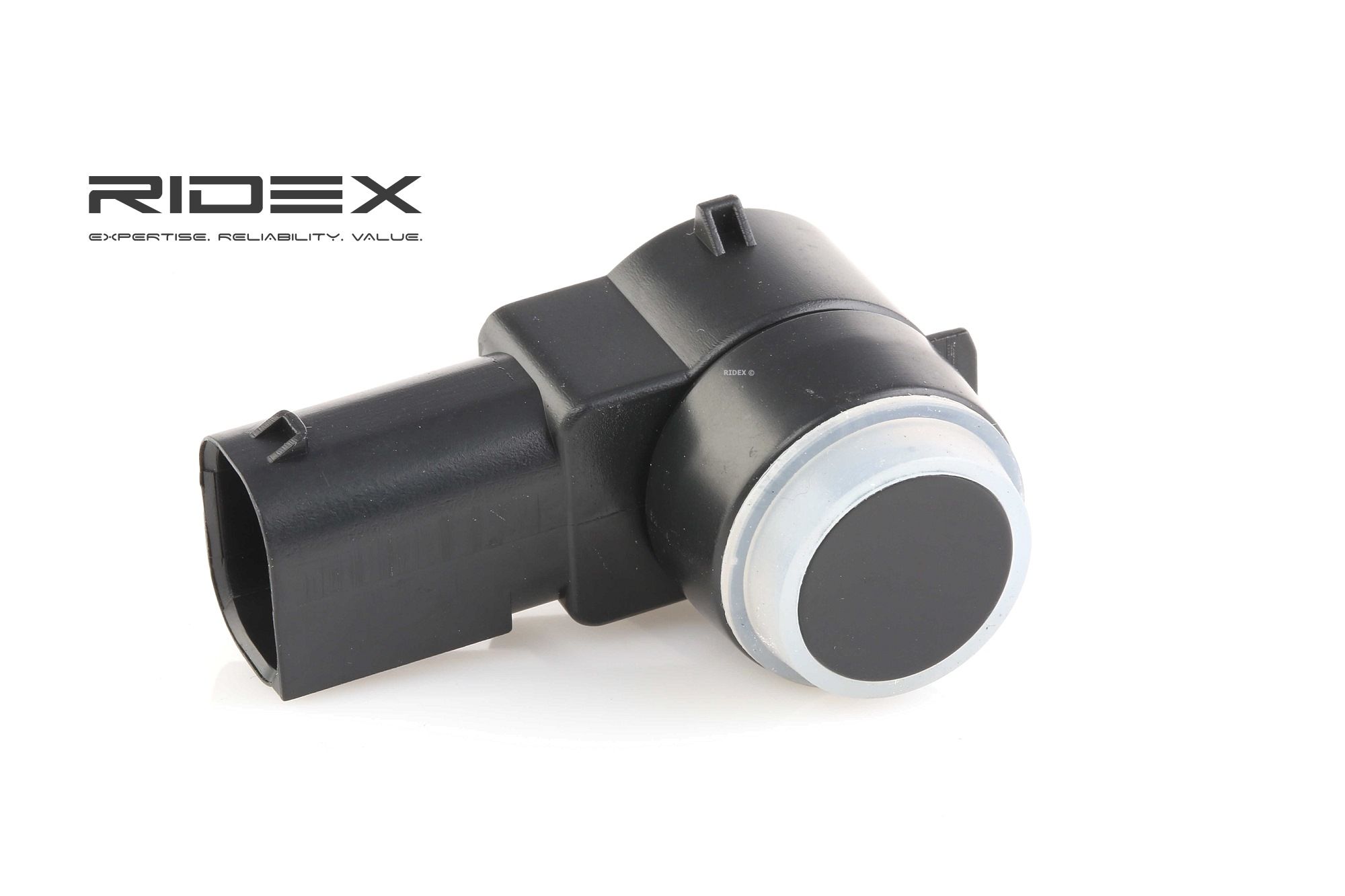 Side view of RIDEX 2412P0019 Parking Sensors Rear, black, Ultrasonic Sensor