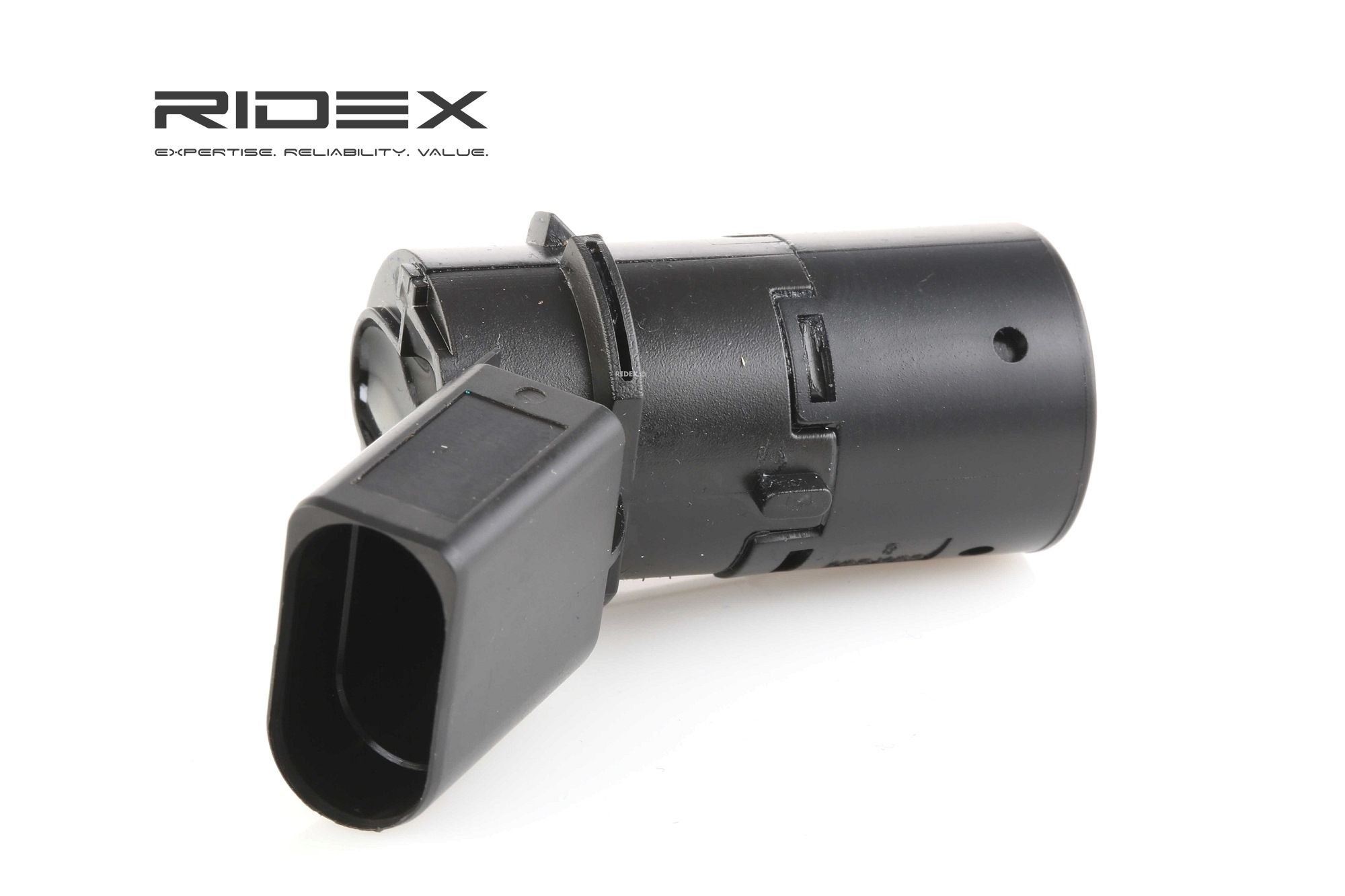 Side view of RIDEX 2412P0025 Parking Sensors Ultrasonic Sensor, black, Front