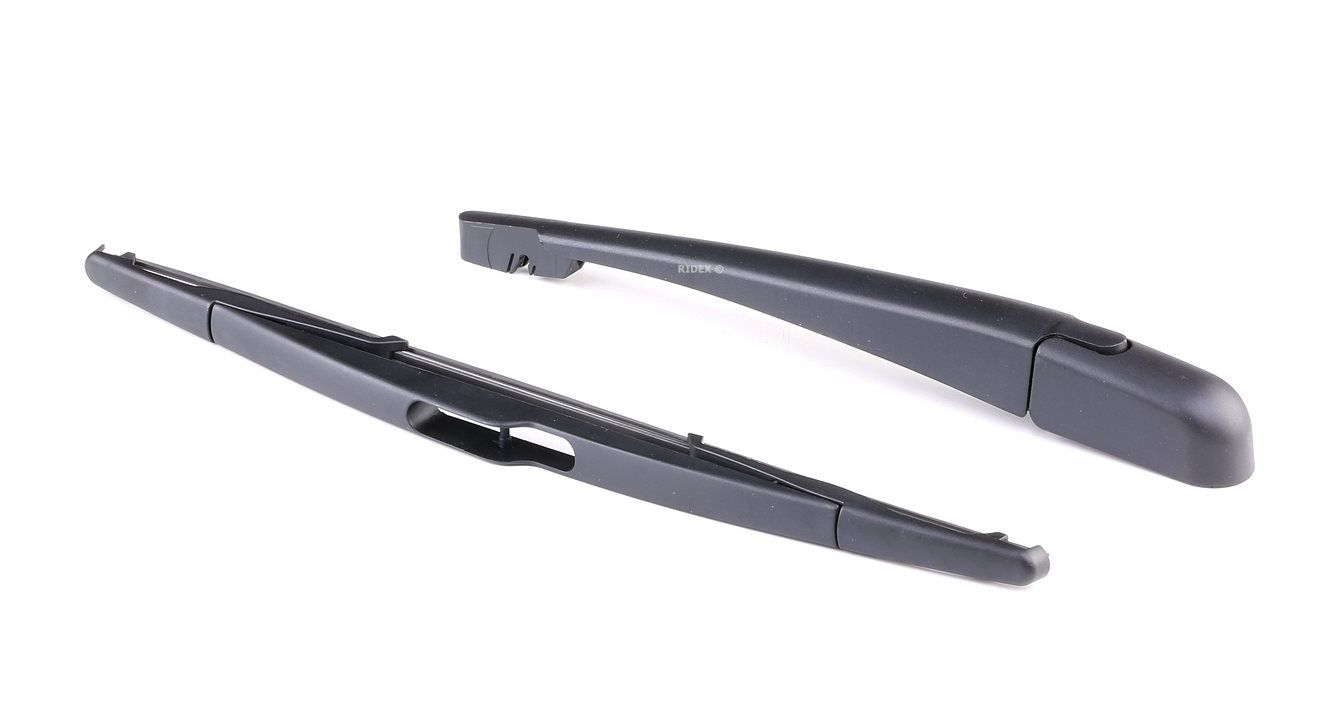 Side view of RIDEX 301W0027 Wiper Arm Rear, with integrated wiper blade, for left-hand drive vehicles