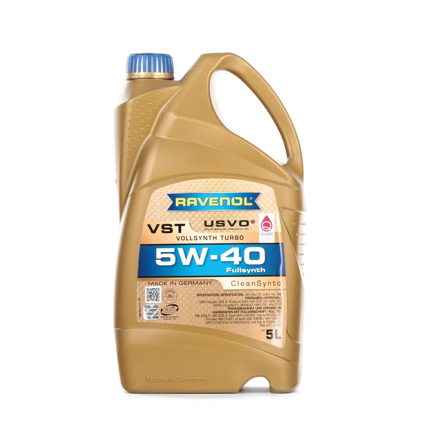 Side view of RAVENOL 1111136-005-01-999 Engine oil 5W-40, Capacity: 5l