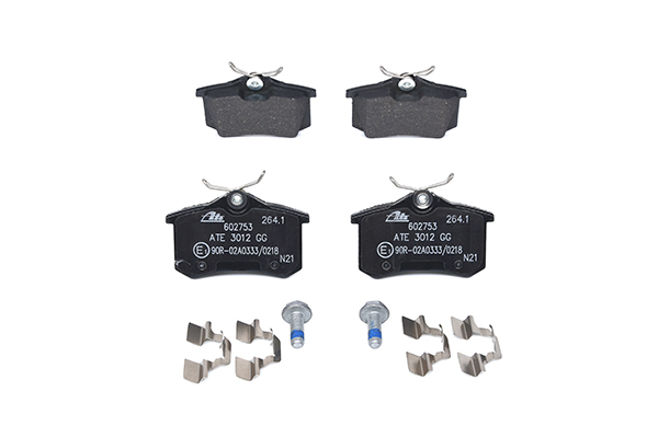 ATE 13.0460-2753.2 Brake pad set excl. wear warning contact, with brake caliper screws, with accessories-image-955427