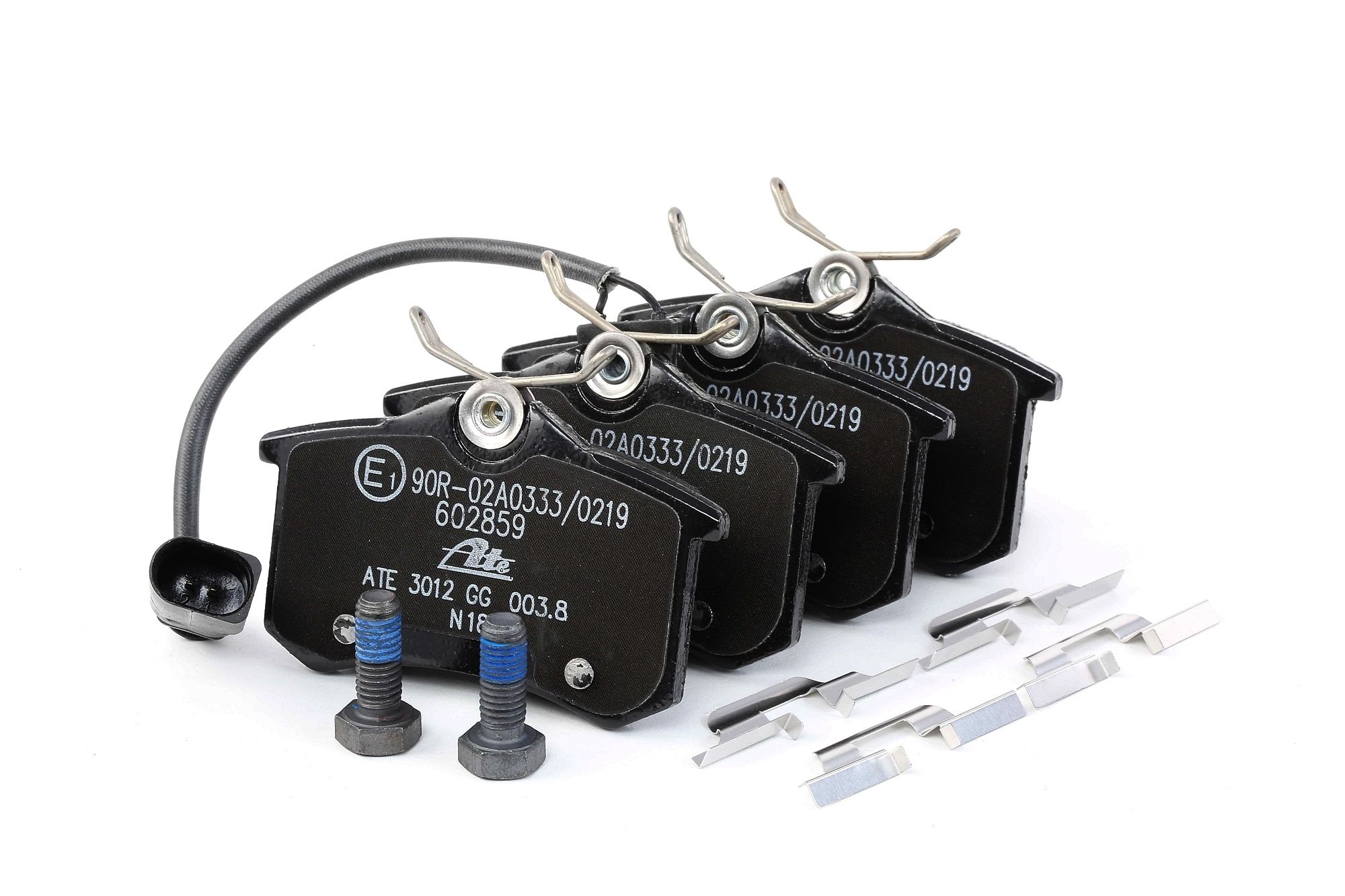 ATE 13.0460-2859.2 Brake pad set incl. wear warning contact, with brake caliper screws, with accessories-image-955484